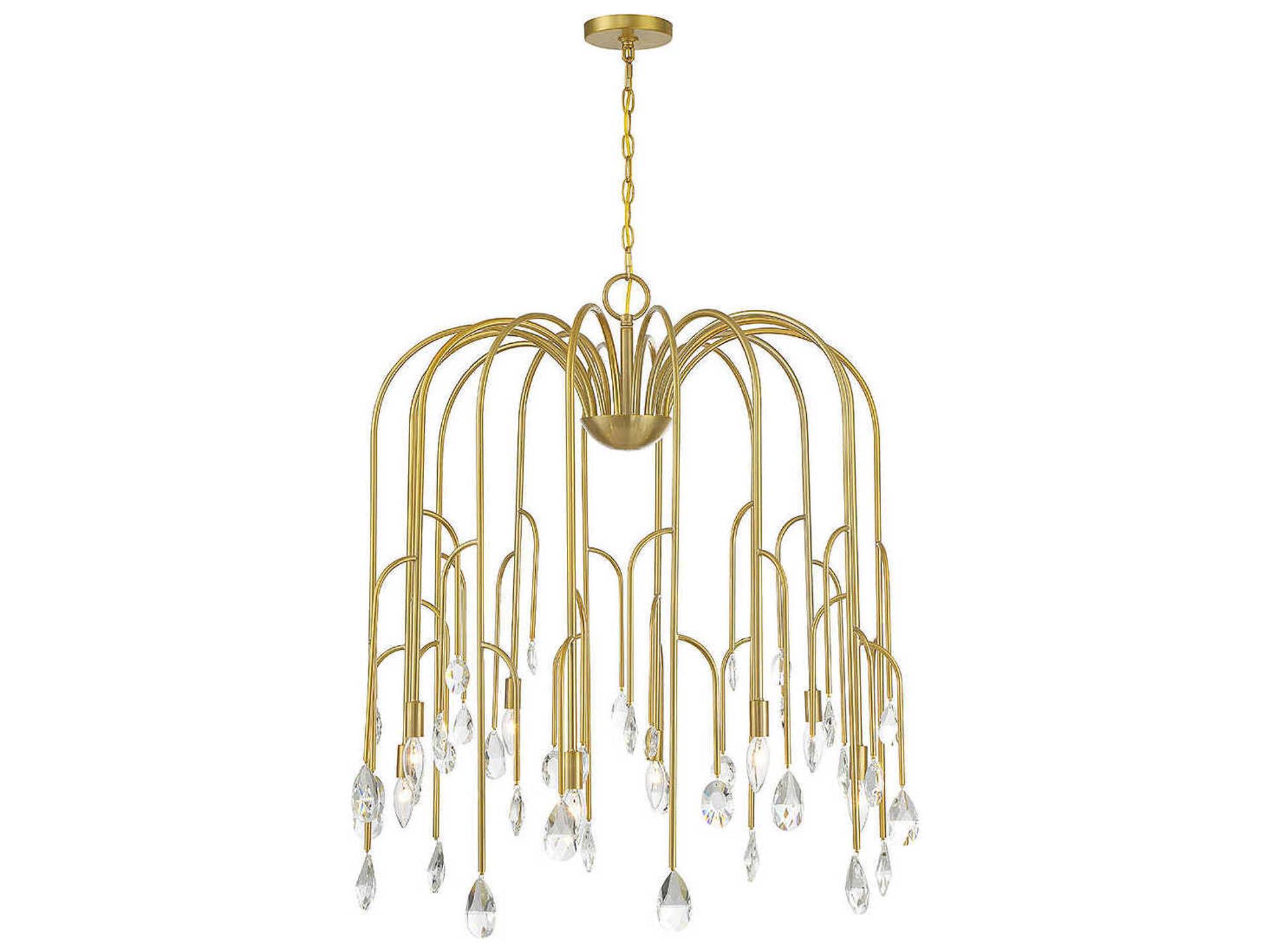 Anholt 8-Light Chandelier in Noble Brass with Crystal Drops
