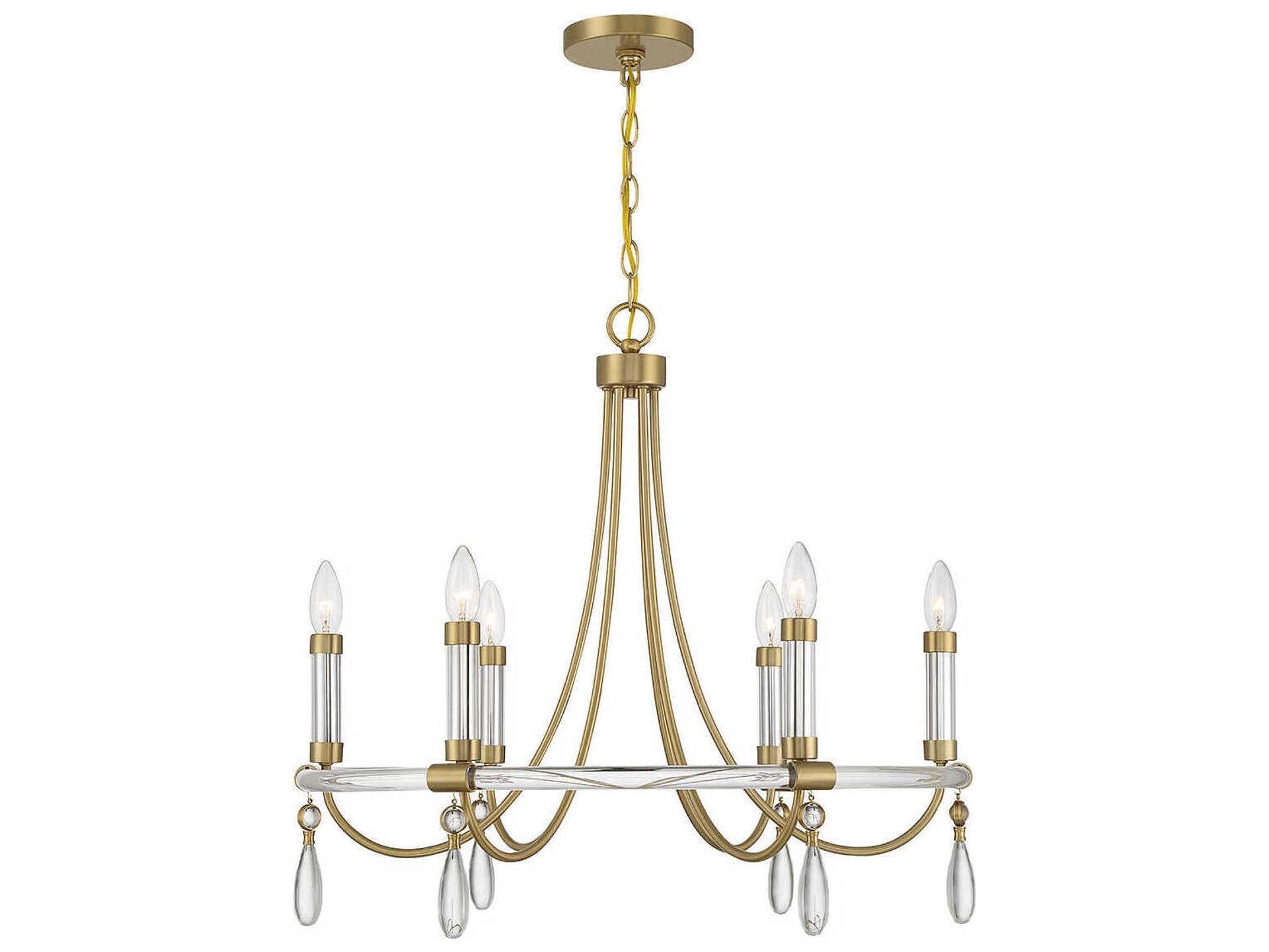 6-Light Mayfair Chandelier in Warm Brass and Chrome