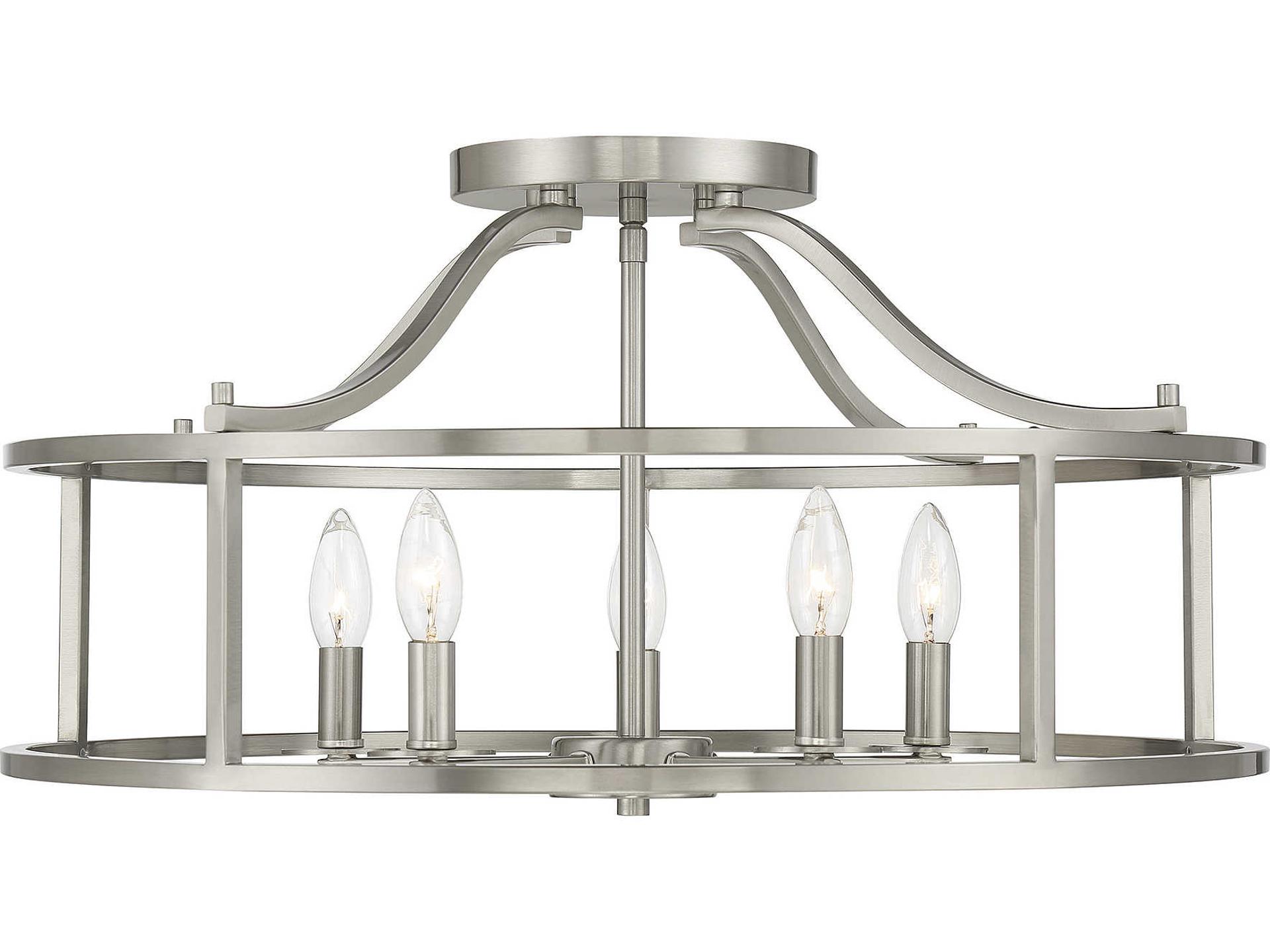 Stockton 5-Light Semi-Flush Ceiling Light in Satin Nickel
