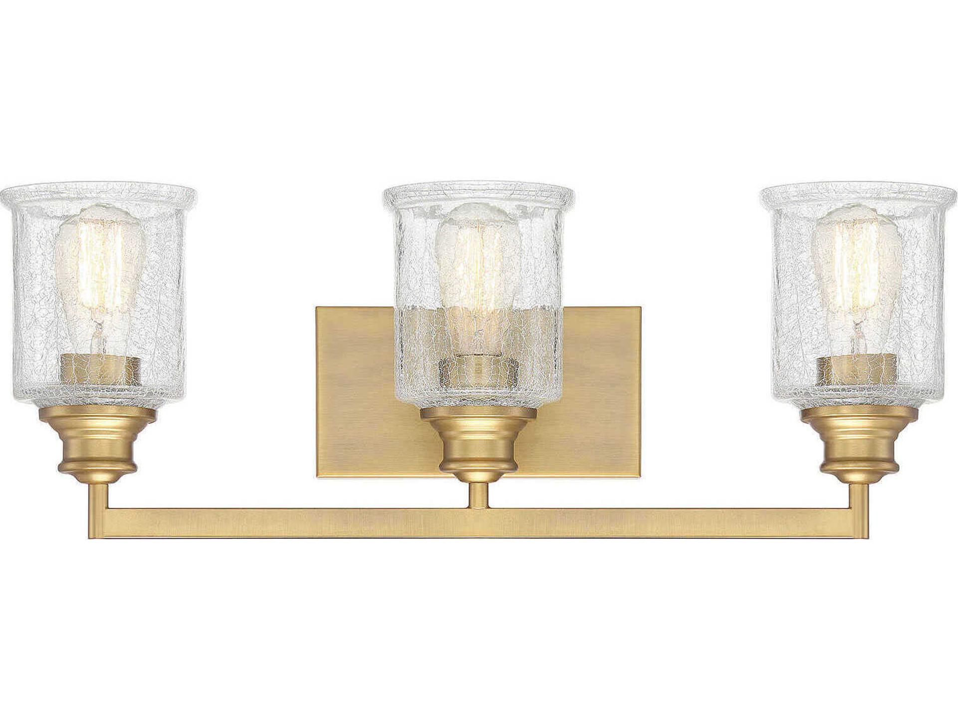 Savoy House Hampton 3-Light Warm Brass Glass Vanity Light