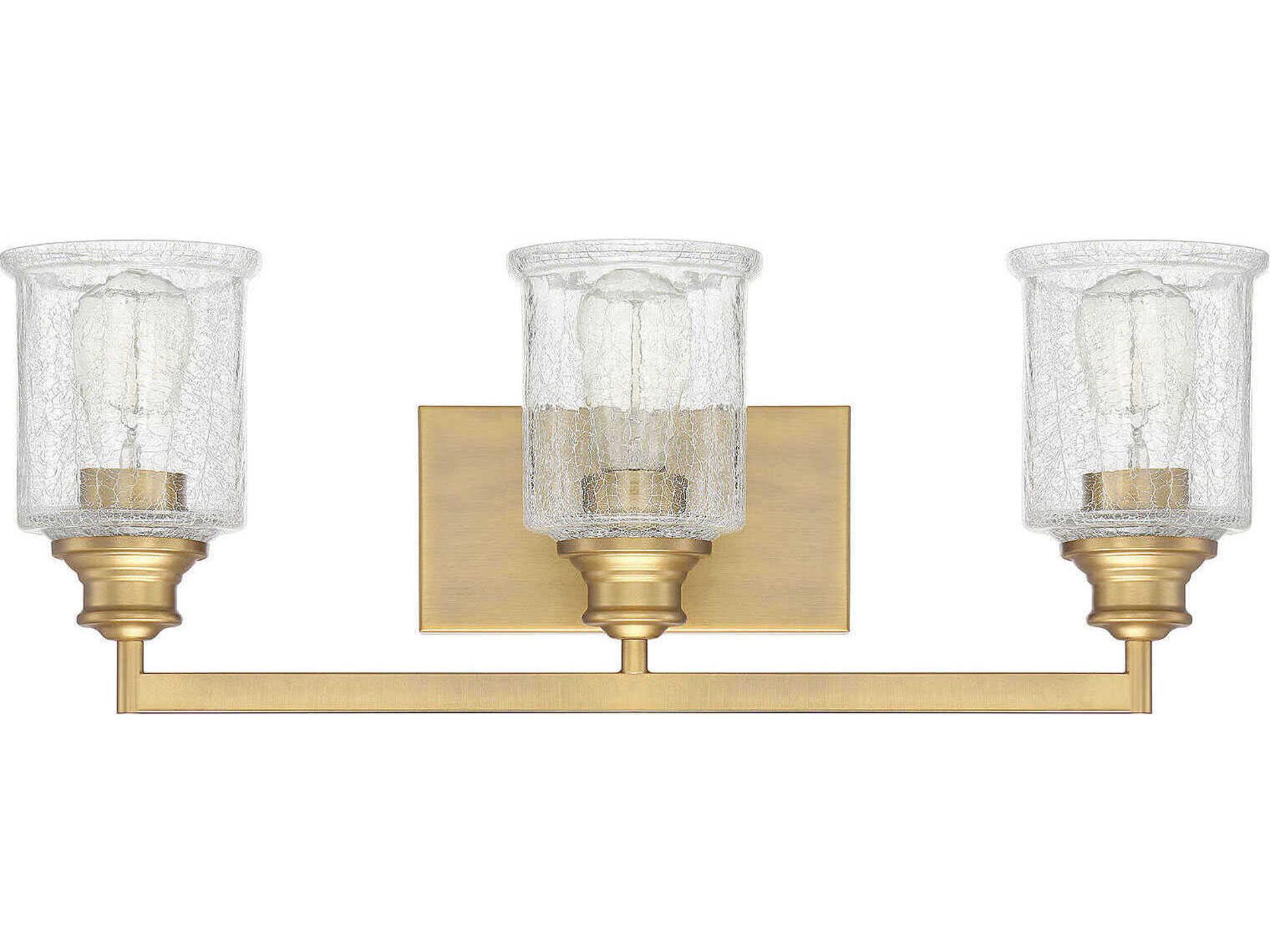 Savoy House Hampton 3-Light Warm Brass Glass Vanity Light