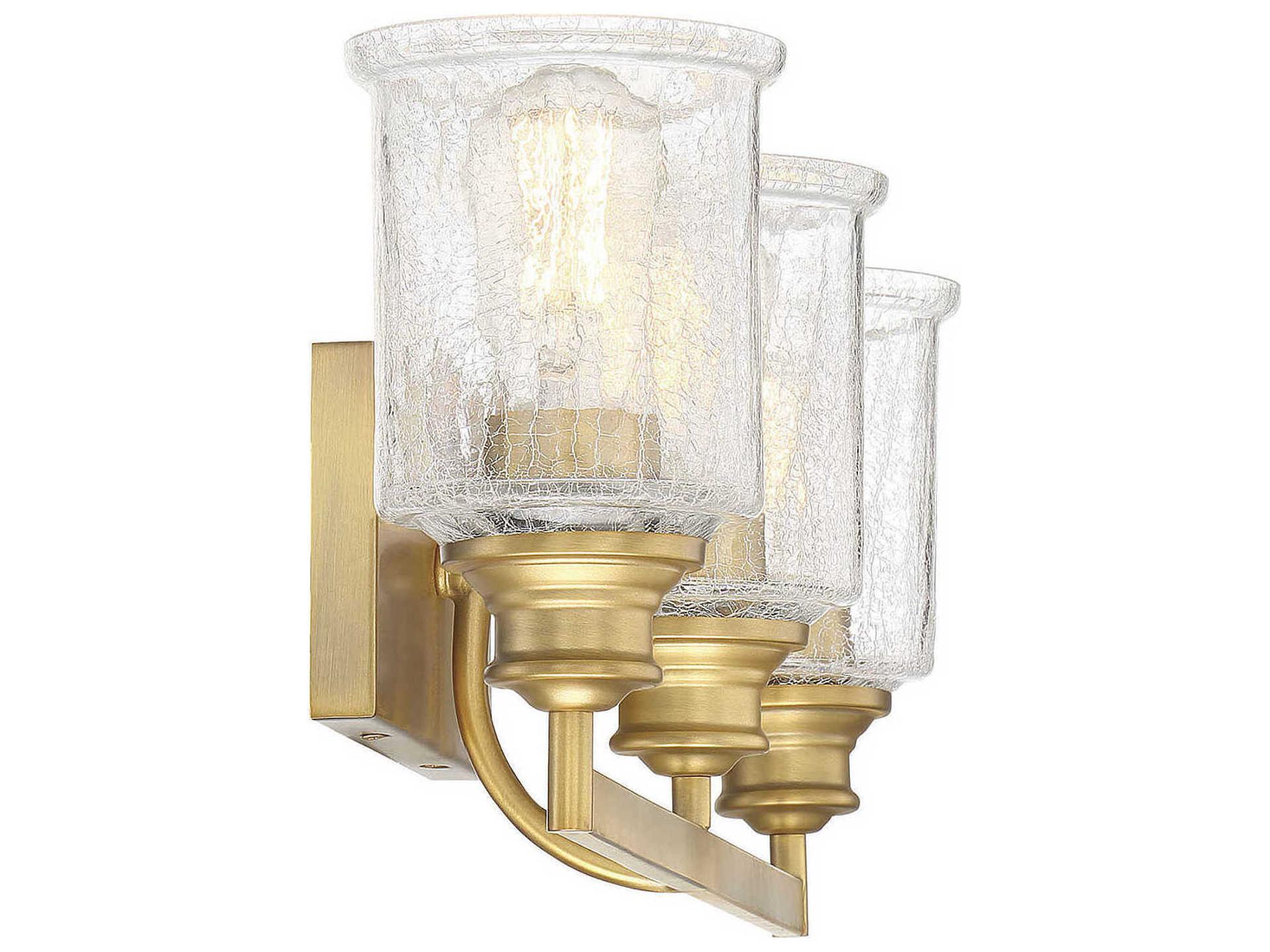 Savoy House Hampton 3-Light Warm Brass Glass Vanity Light
