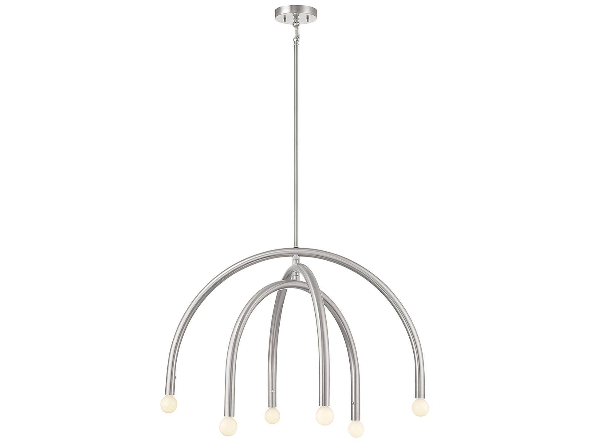 6-Light Meridian Chandelier in Brushed Nickel with Adjustable Arms
