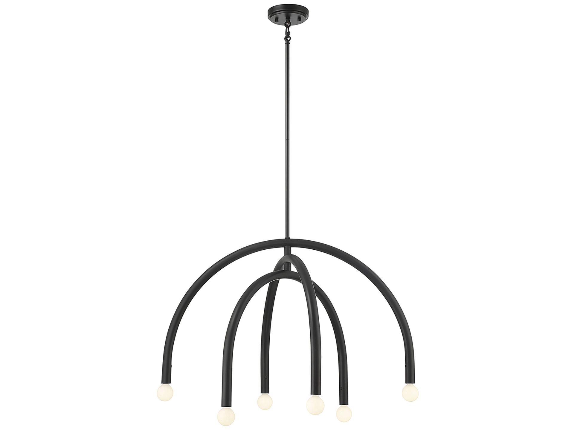 Meridian 6-Light Chandelier in Matte Black with Adjustable Arms