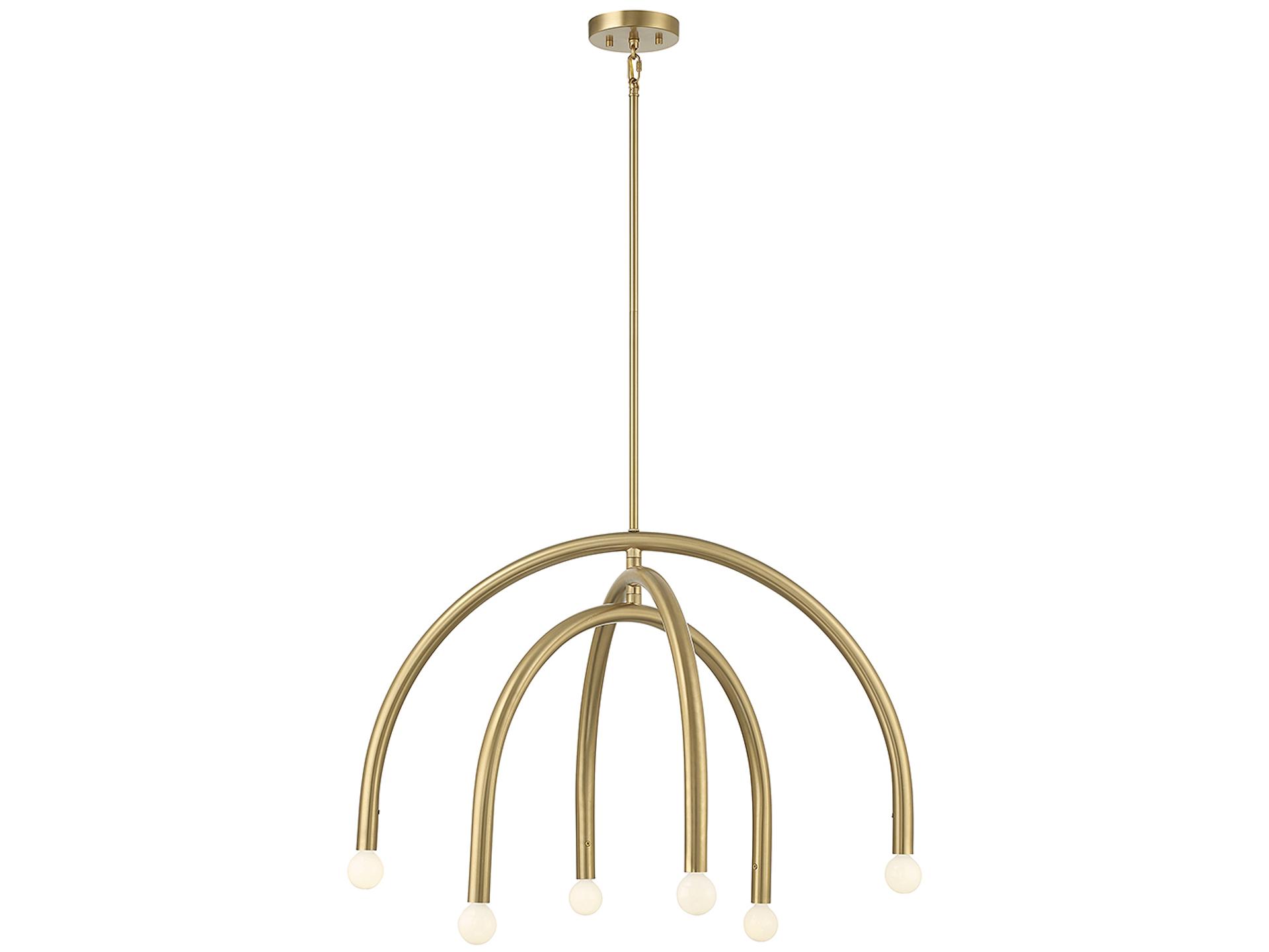 Meridian 6-Light Chandelier in Natural Brass