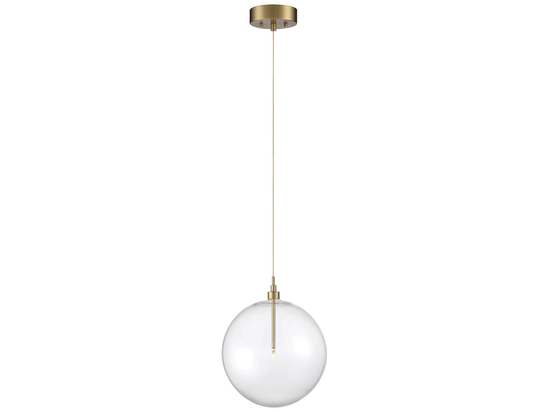 Meridian 1-Light Globe Pendant Light in Natural Brass