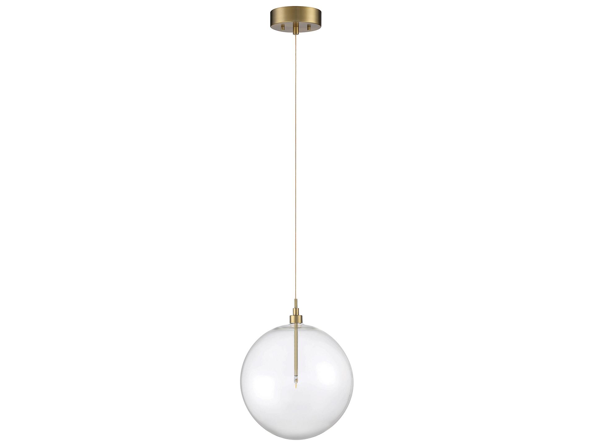 Savoy House Meridian 1-Light Natural Brass Glass LED Globe Pendant