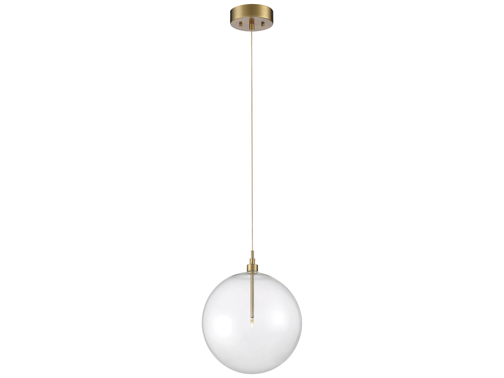Savoy House Meridian 1-Light Natural Brass Glass LED Globe Pendant