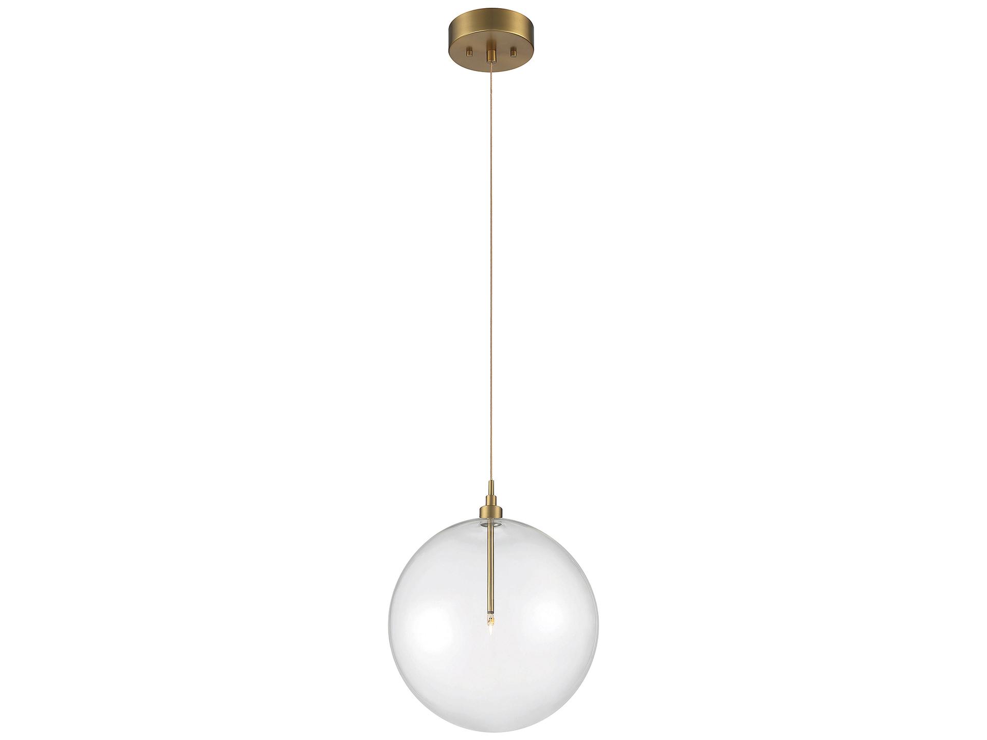 Savoy House Meridian 1-Light Natural Brass Glass LED Globe Pendant