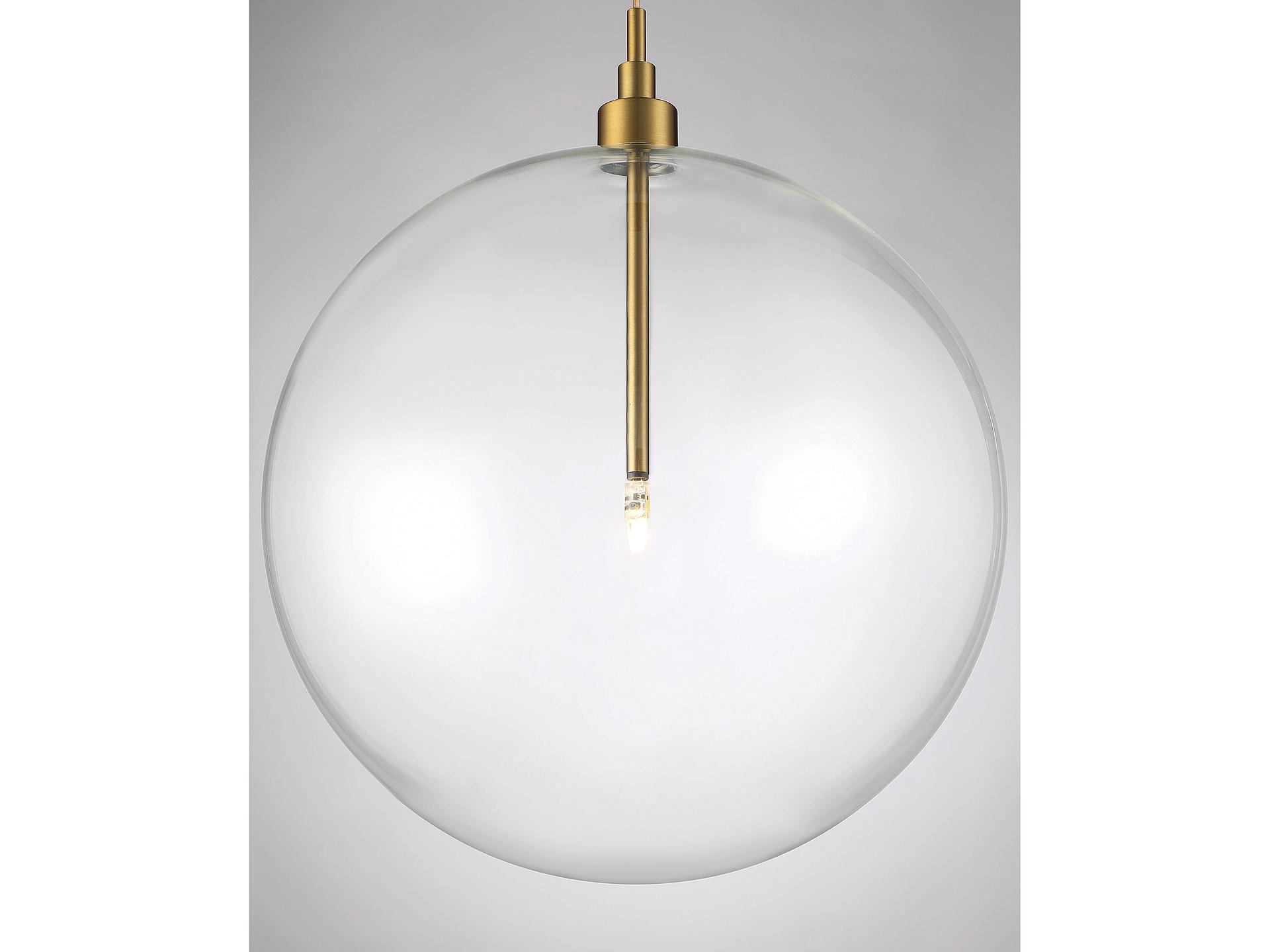 Savoy House Meridian 1-Light Natural Brass Glass LED Globe Pendant