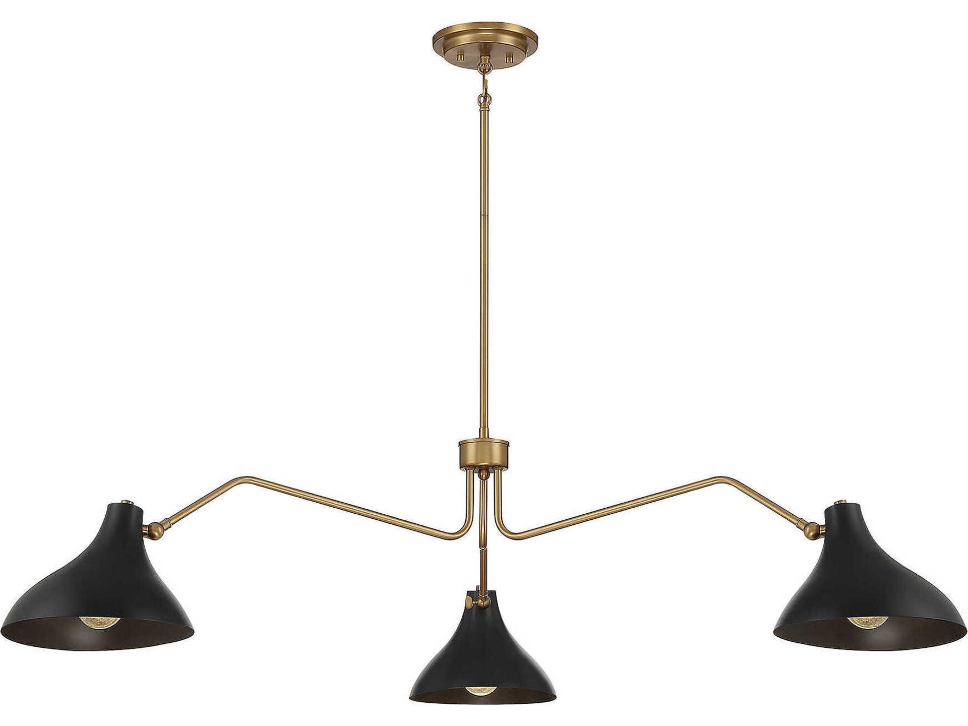 Savoy House Meridian 3-Light Matte Black Natural Brass Chandelier
