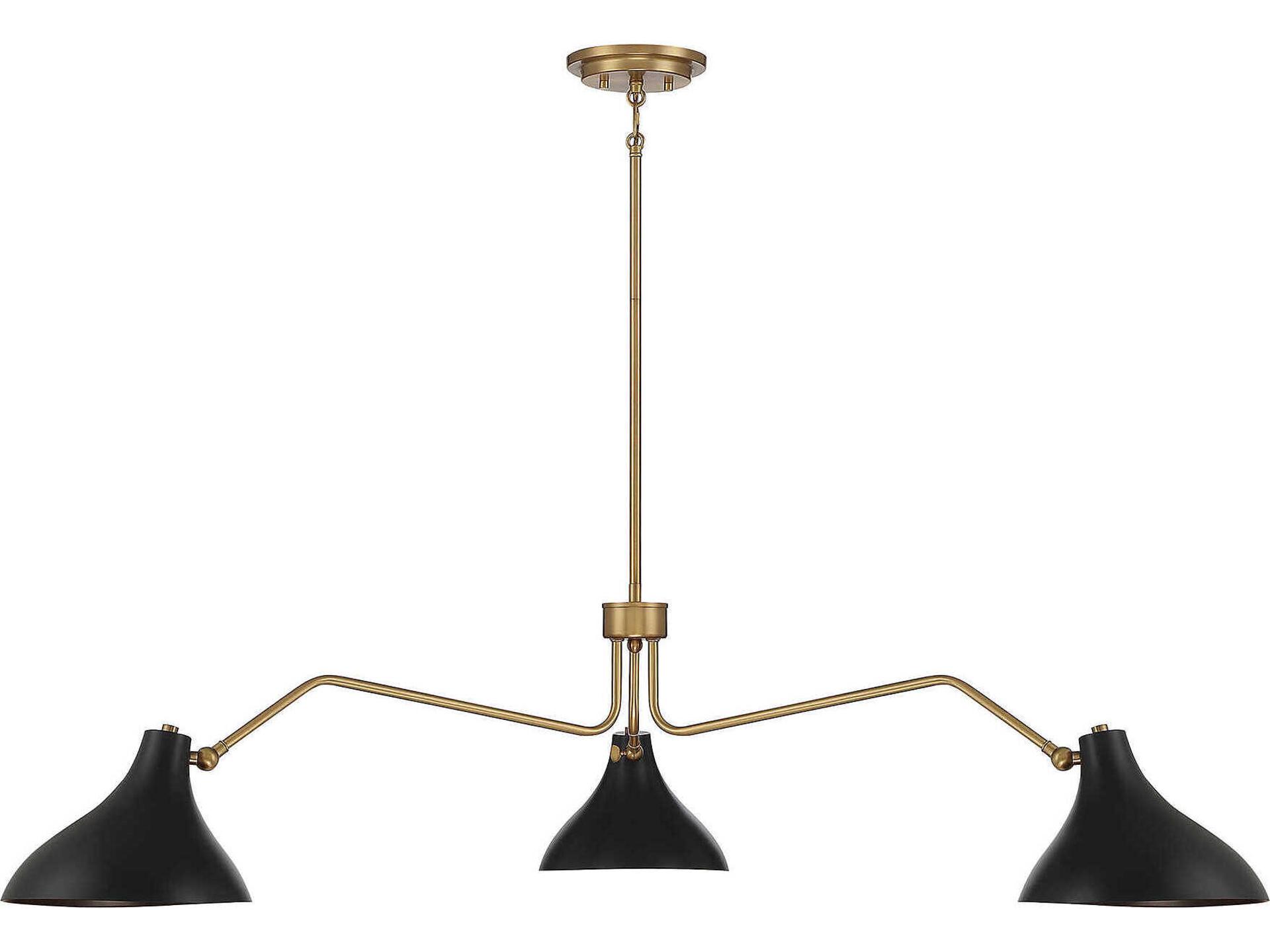 Savoy House Meridian 3-Light Matte Black Natural Brass Chandelier