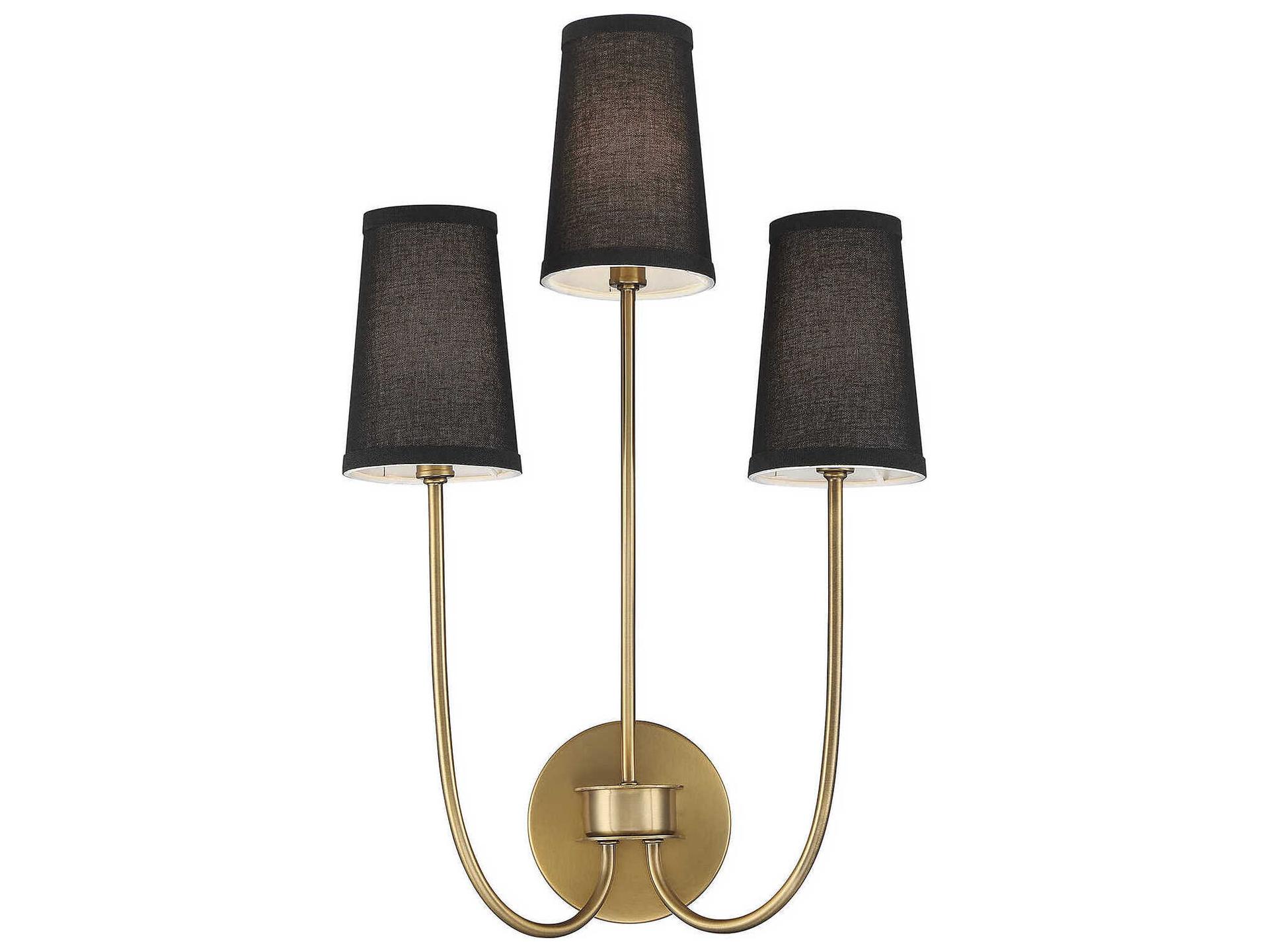 Savoy House Meridian 3-Light Natural Brass Wall Sconce