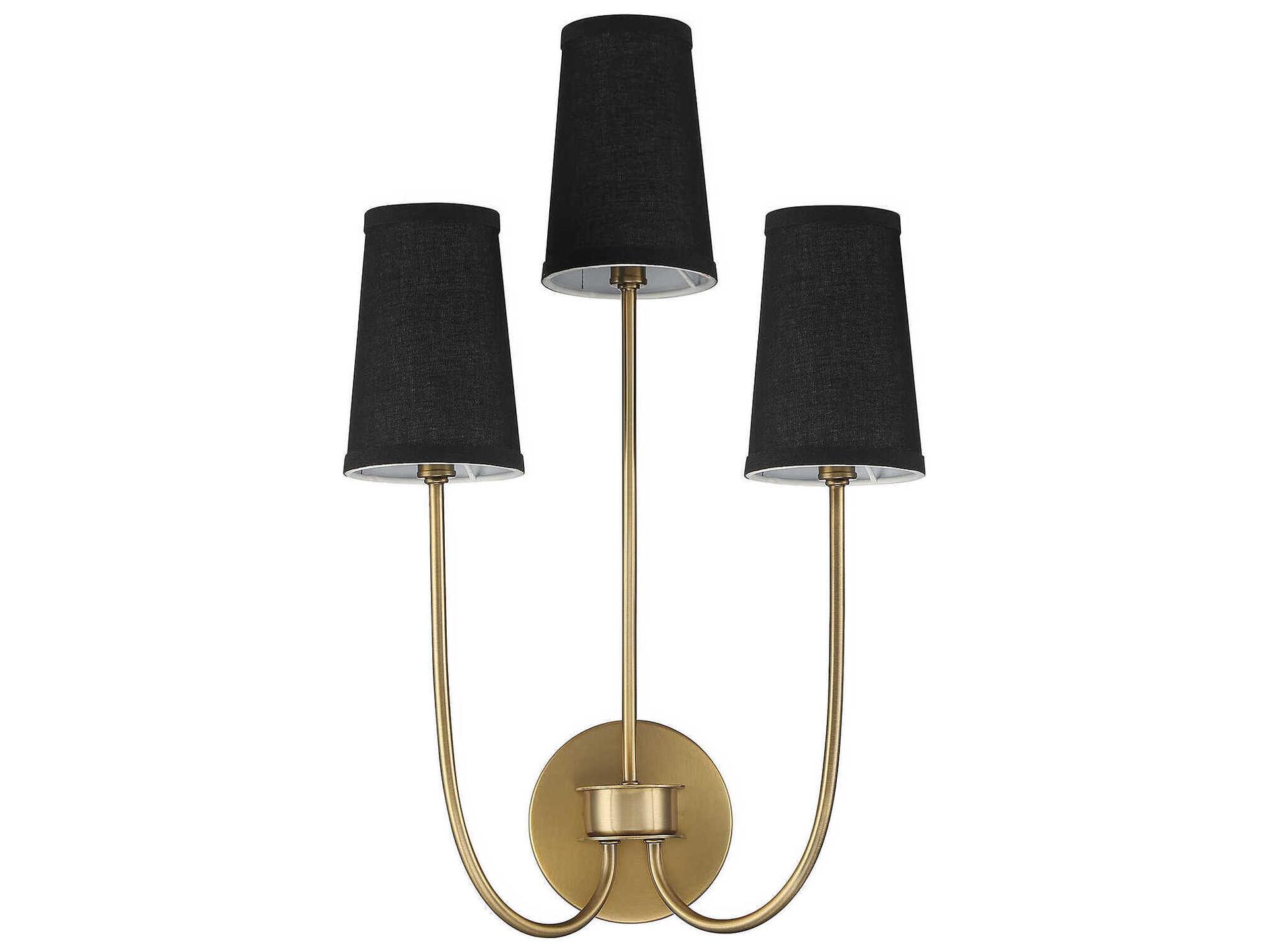 Savoy House Meridian 3-Light Natural Brass Wall Sconce