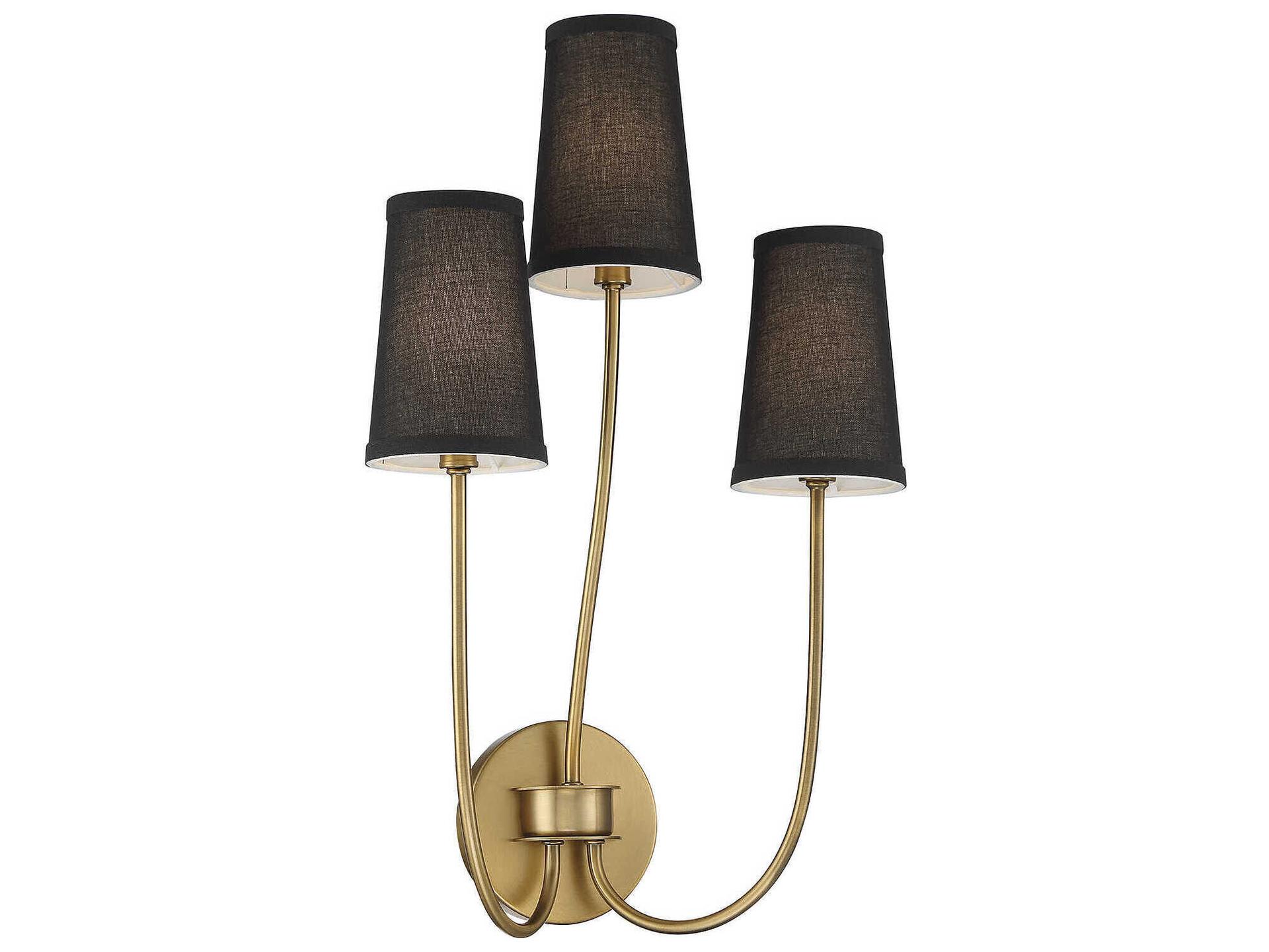 Savoy House Meridian 3-Light Natural Brass Wall Sconce
