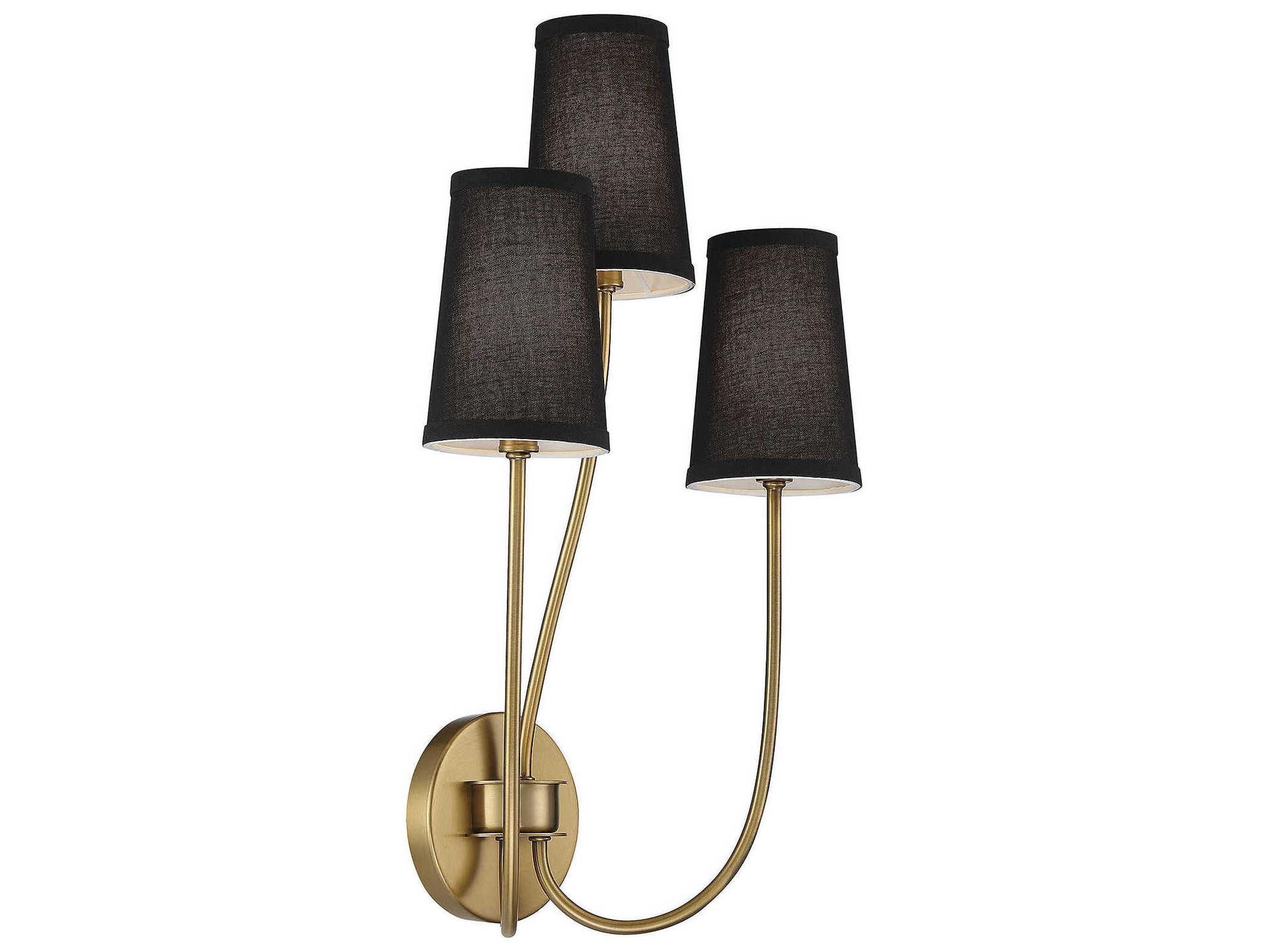 Savoy House Meridian 3-Light Natural Brass Wall Sconce