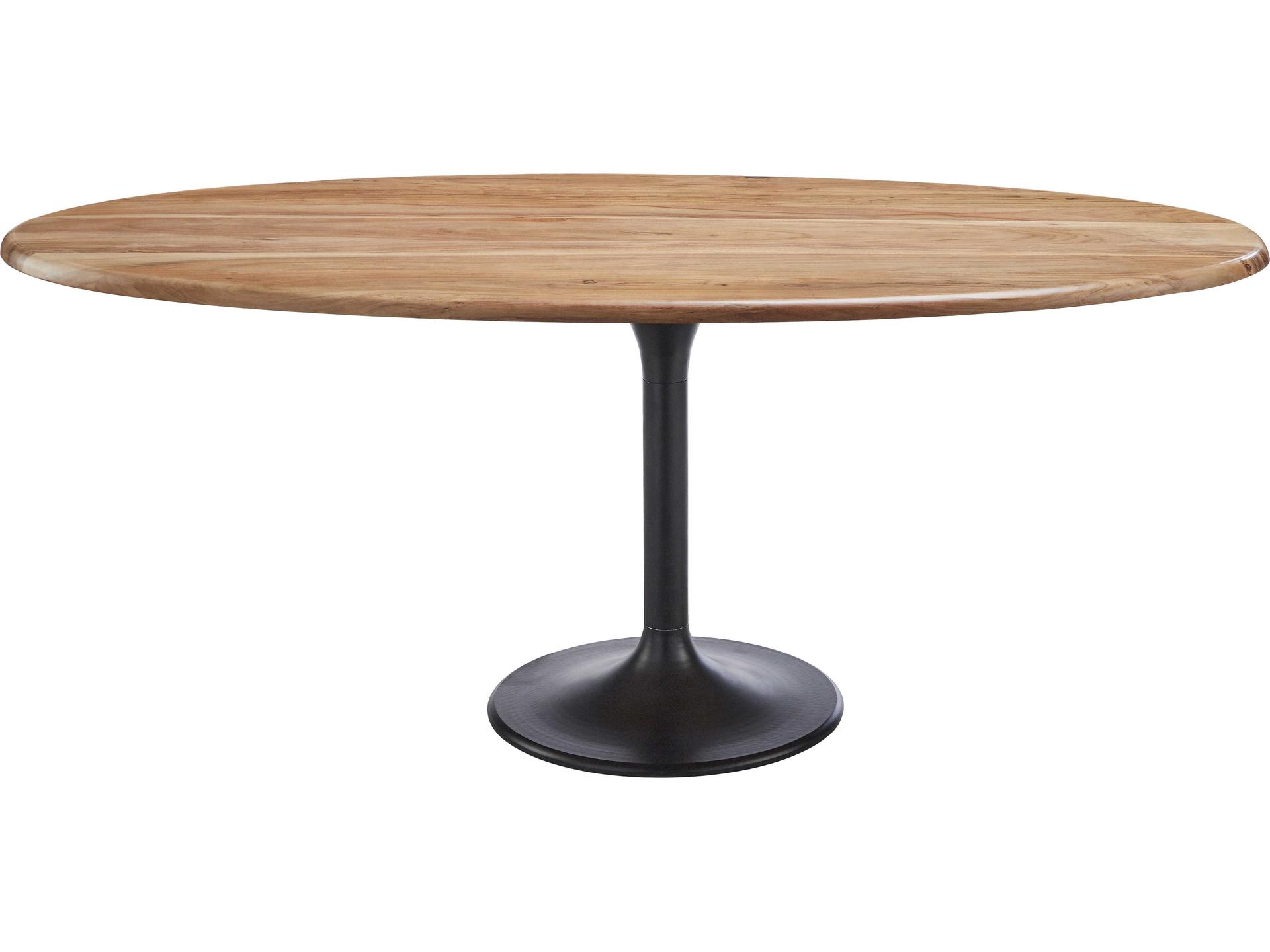 Anatalia Oval 72-Inch Dining Table Brown Acacia and Black Iron