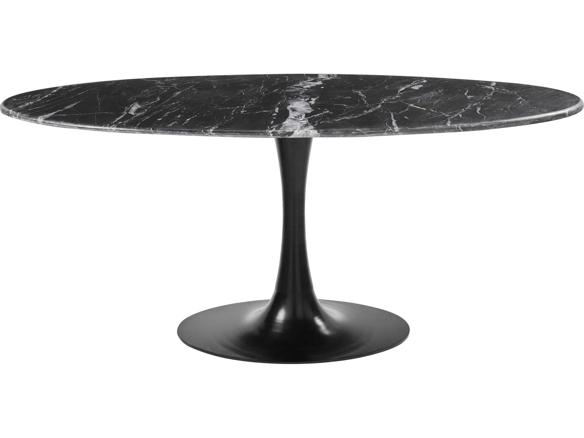 Surya Anatalia Oval Marble Black Dining Table