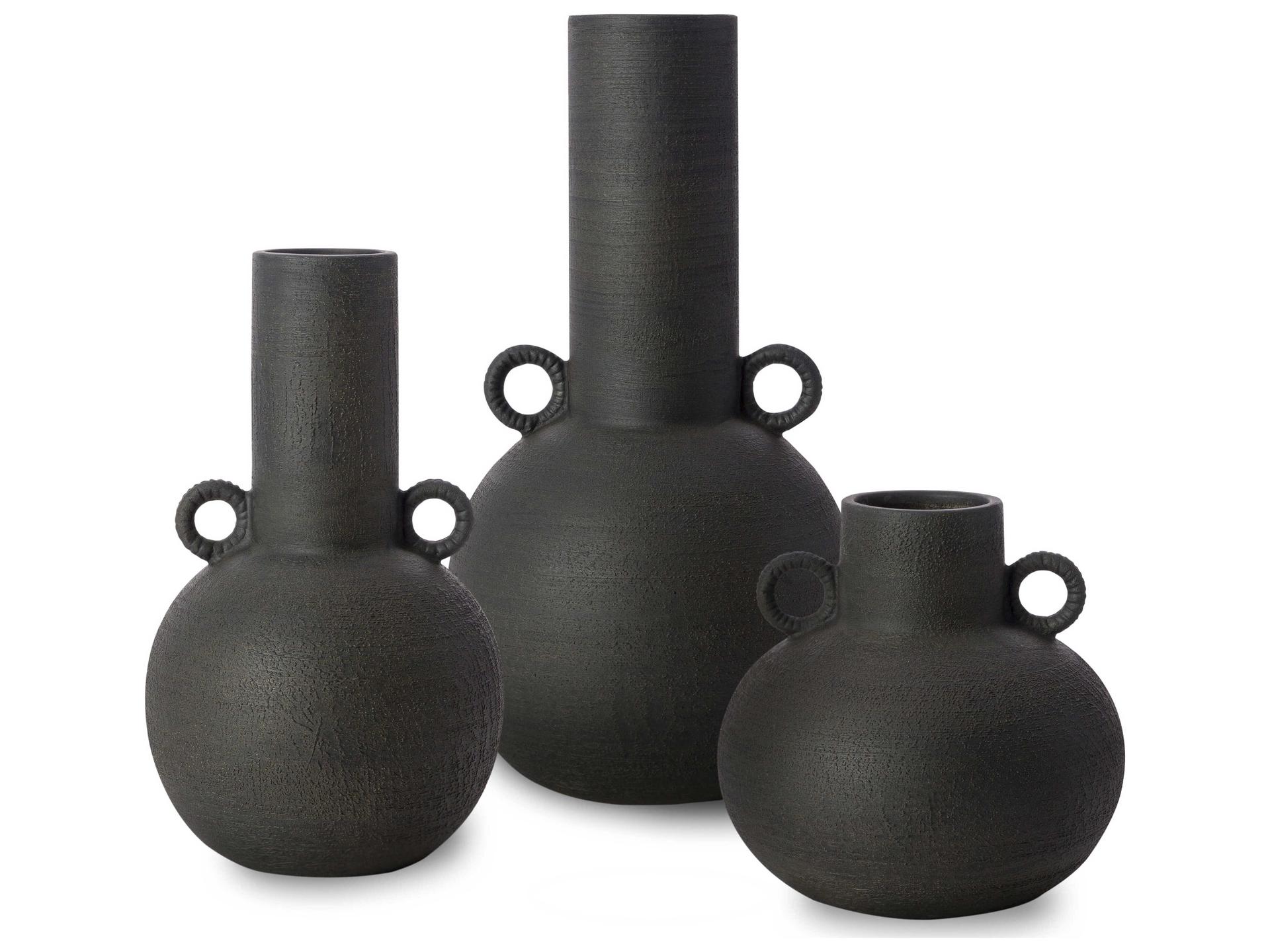 Acanceh Black Vase Set of 3