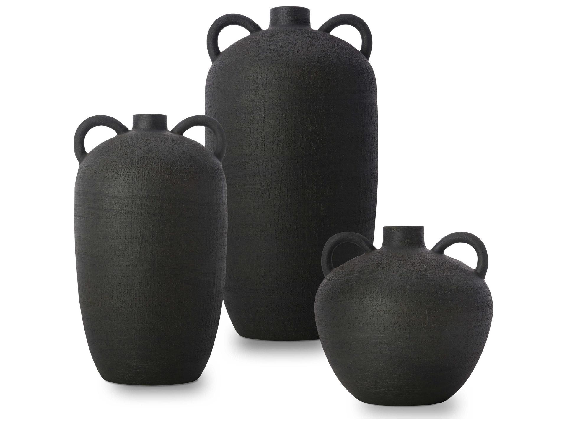 Acanceh Black Vase Set of 3