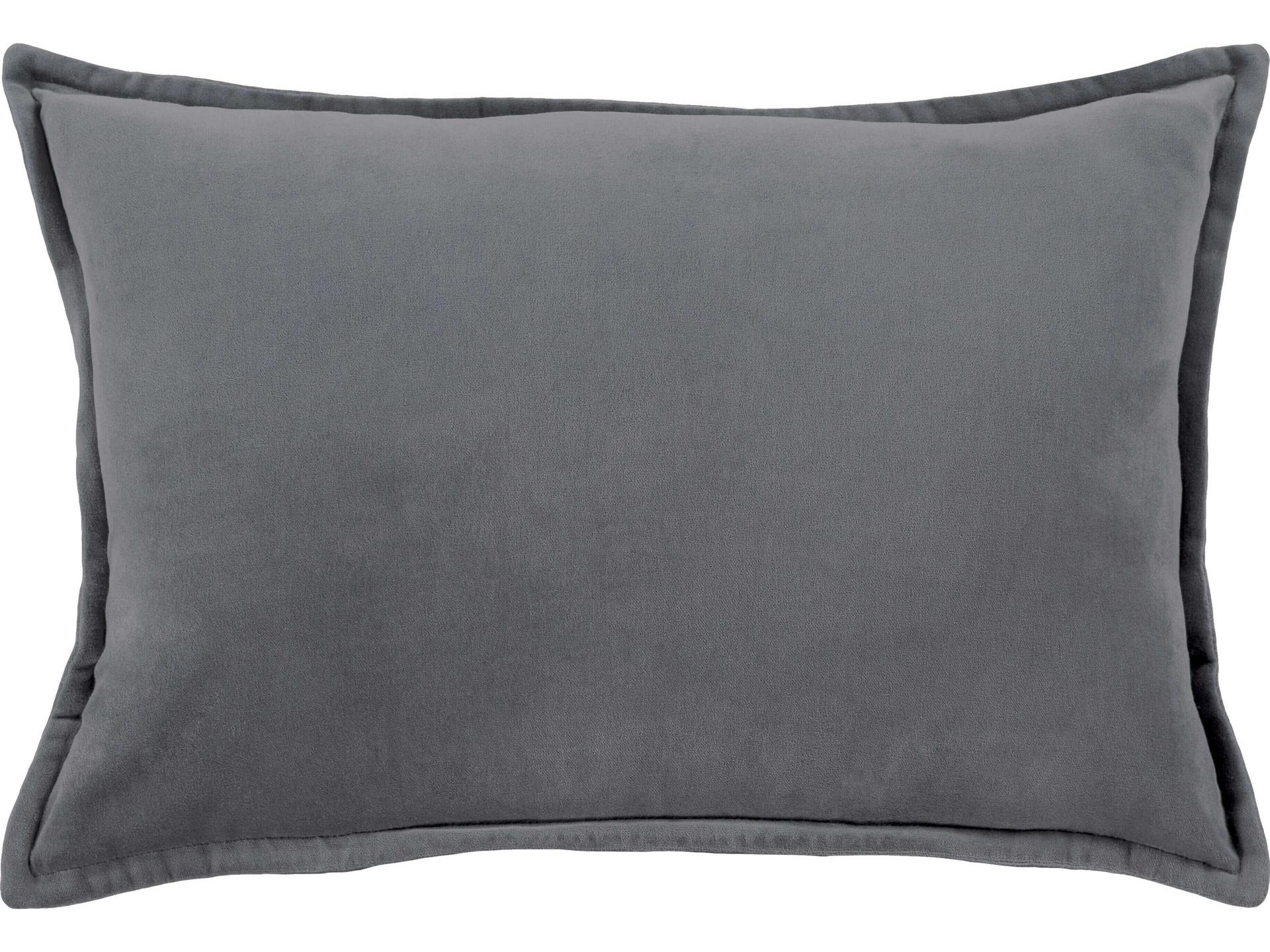 Cotton Velvet Square Accent Pillow with Polyester Fill in Charcoal