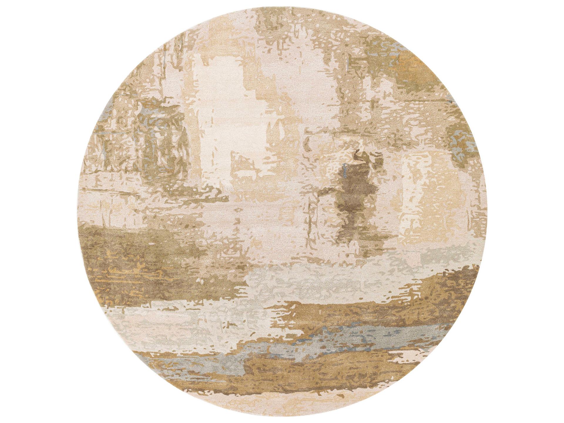 Kavita Round Hand Tufted Area Rug Viscose Wool Blend Abstract