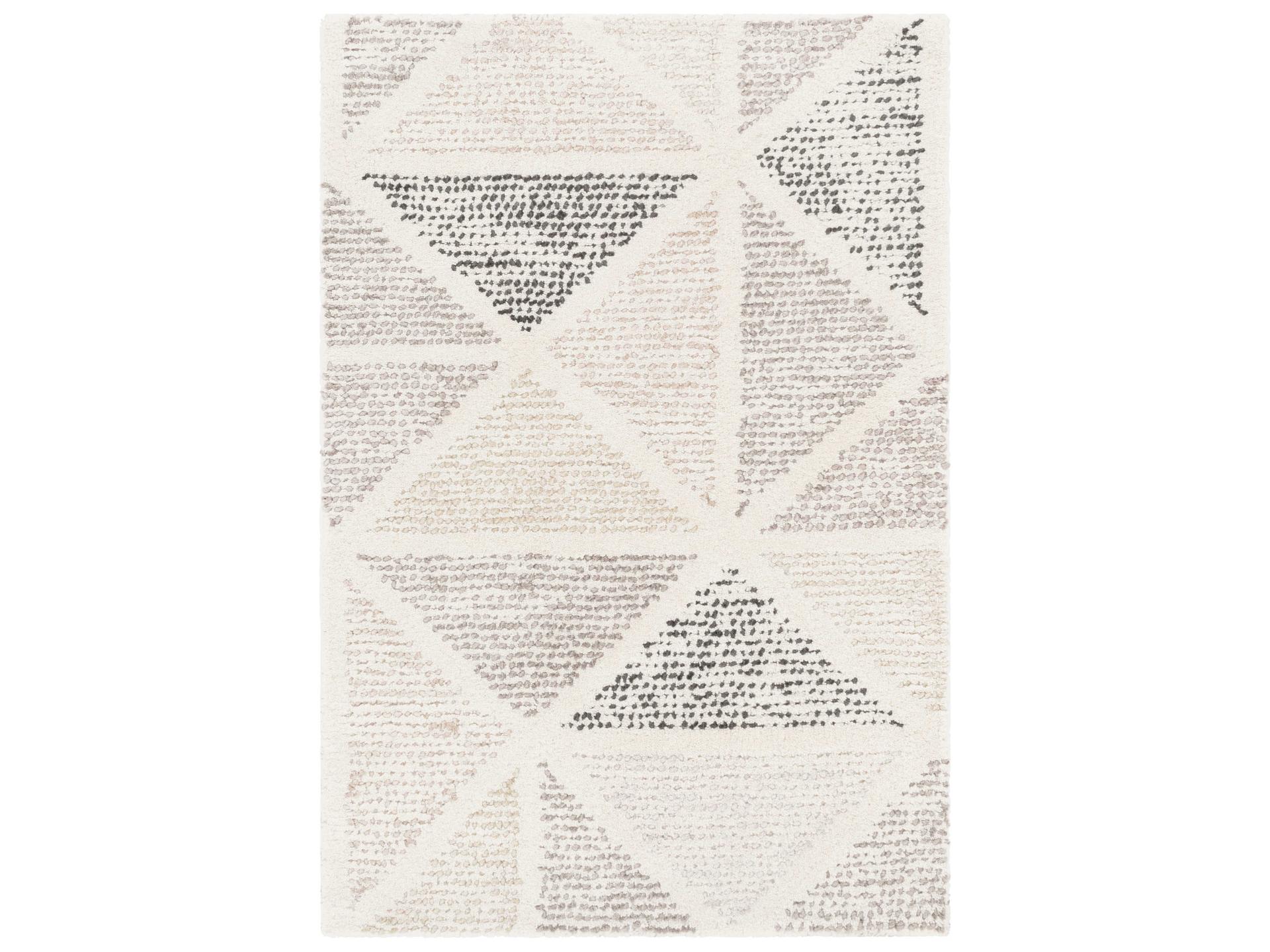 Melody Hand Tufted Wool Area Rug Modern Geometric Black Charcoal Cream