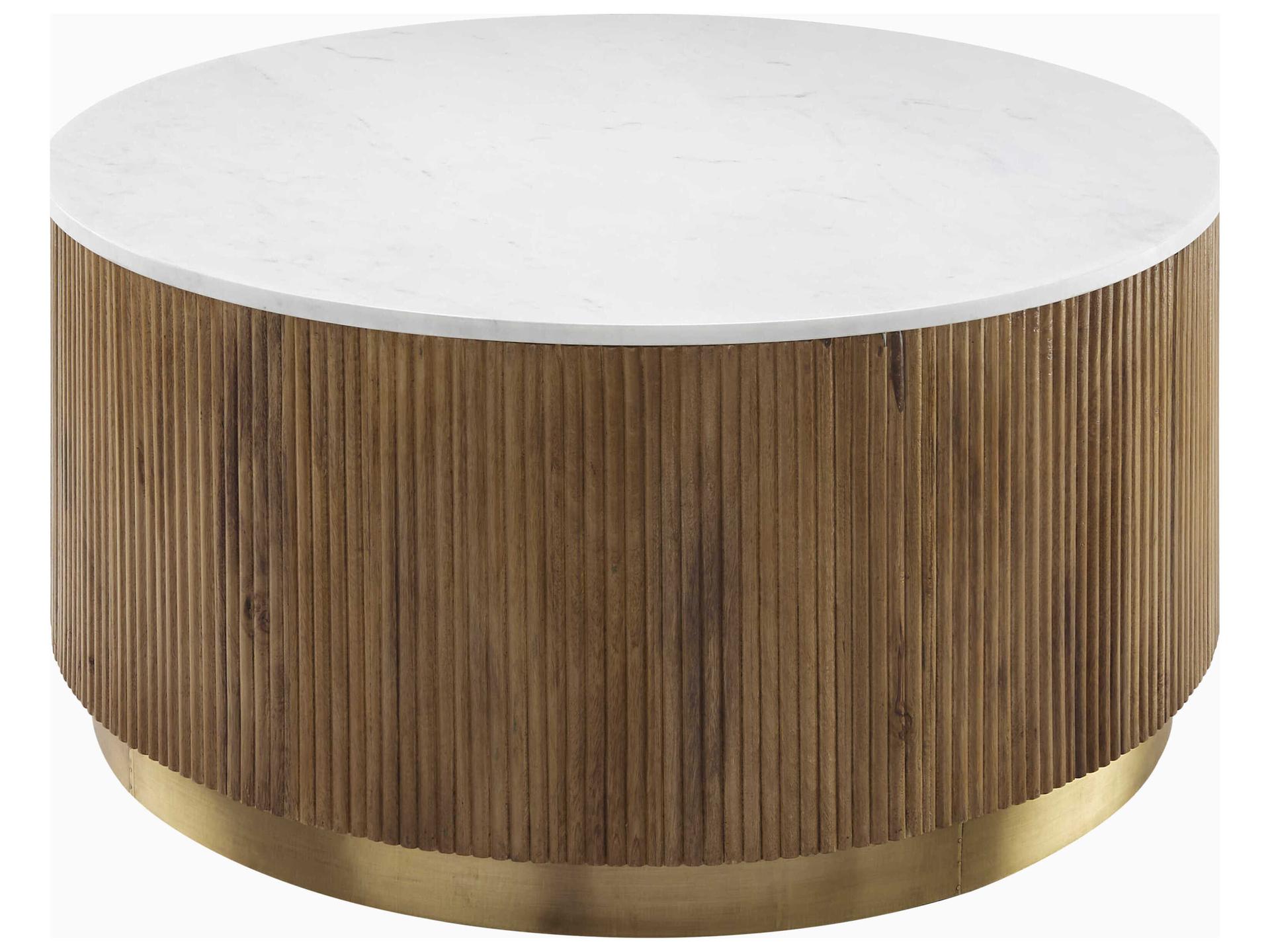 Nems Round Marble White Brown Gold Coffee Table