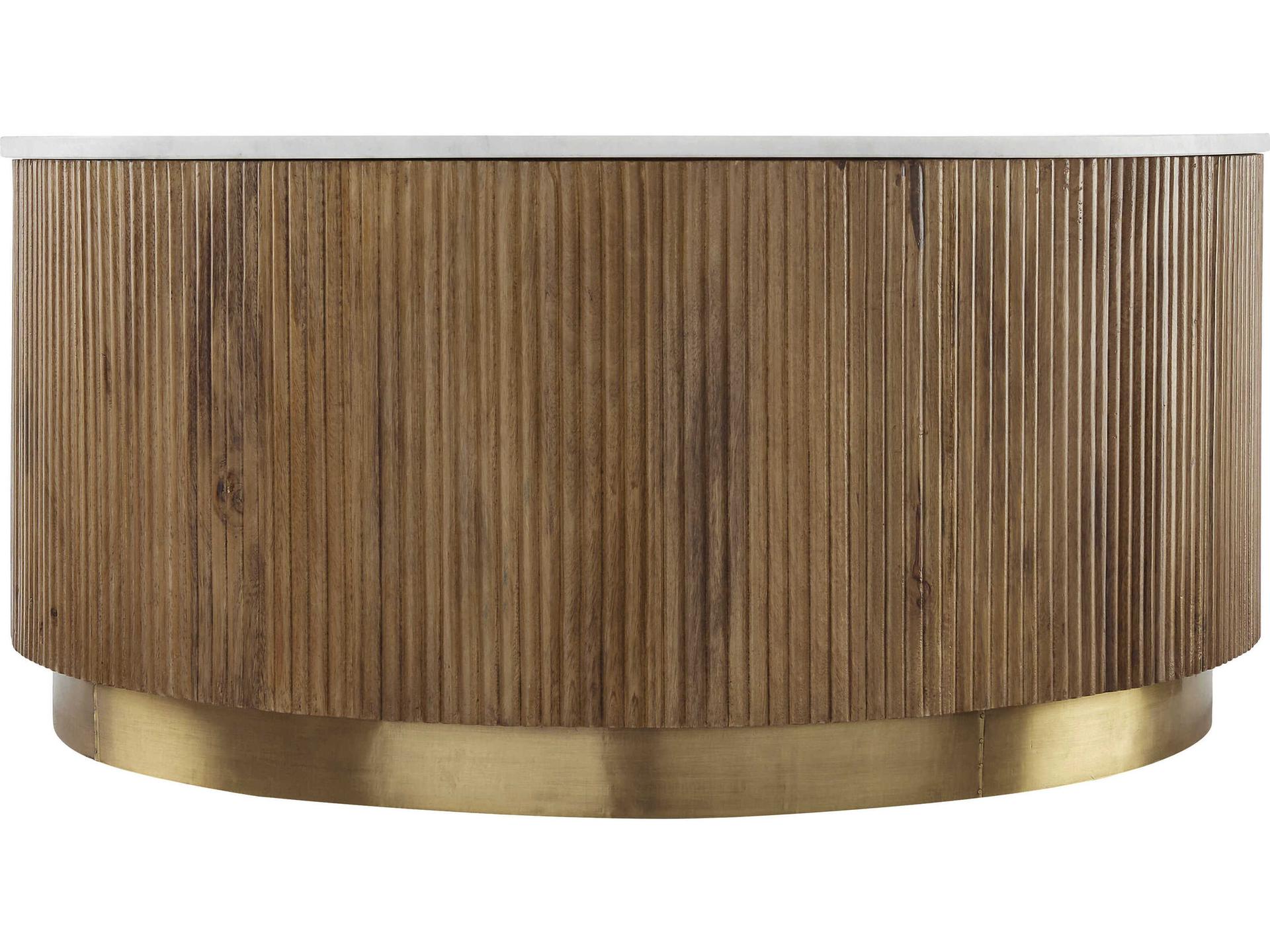 Surya Nems Round Marble White Brown Gold Coffee Table