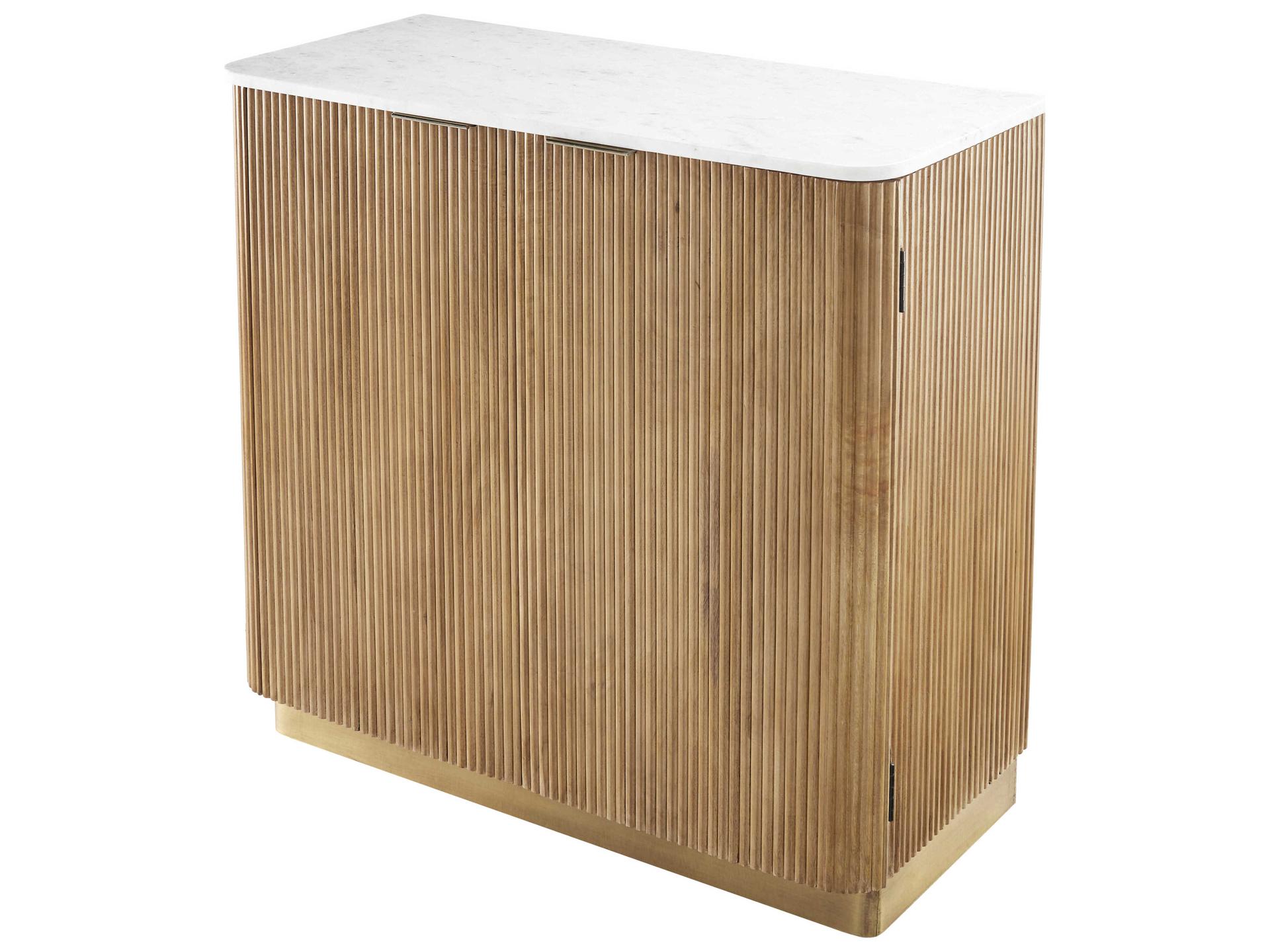 Nems 34" Mango Wood White Dark Brown Gold Sideboard