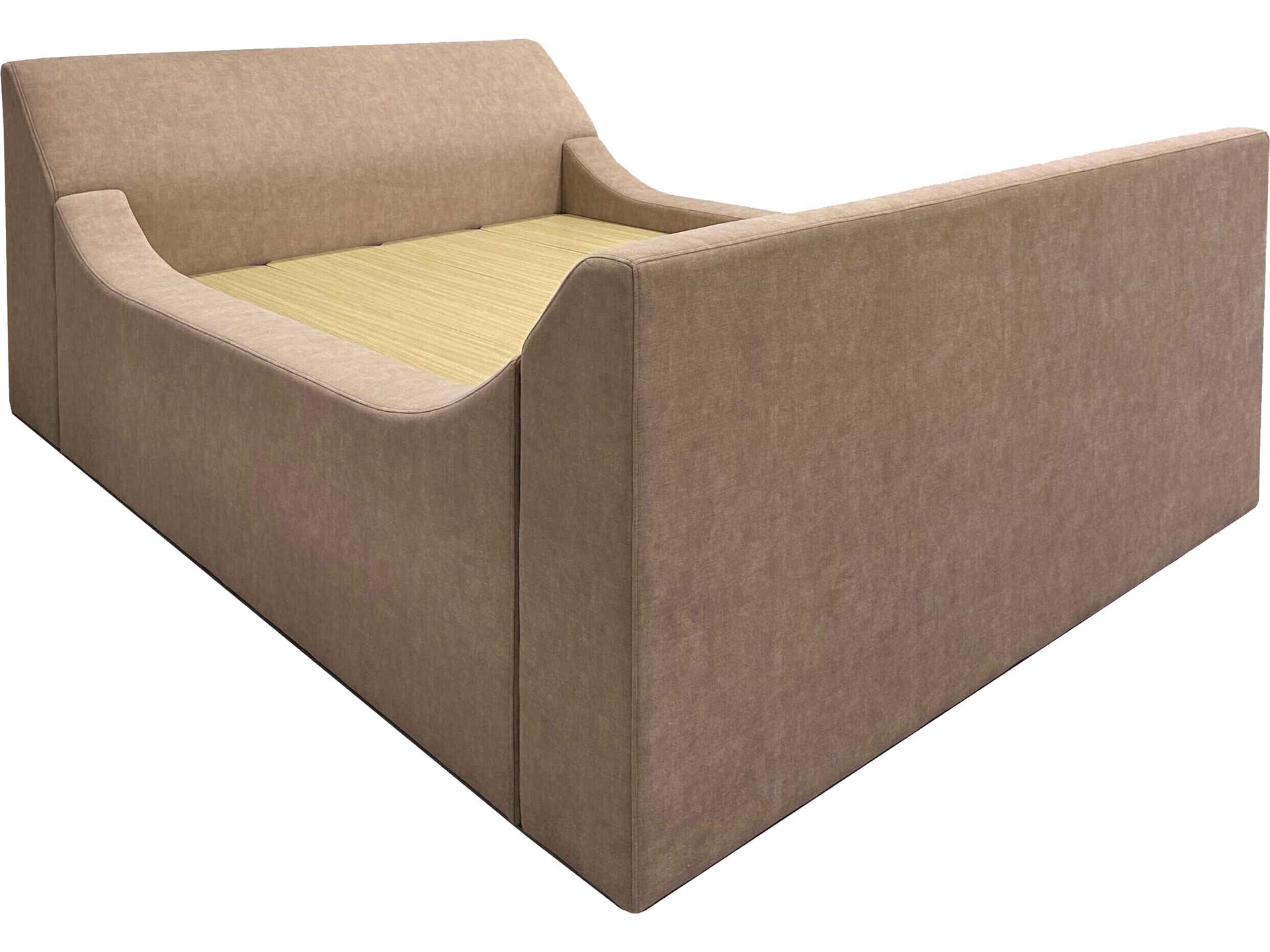 Purcel Beige Brown Upholstered Queen Panel Bed