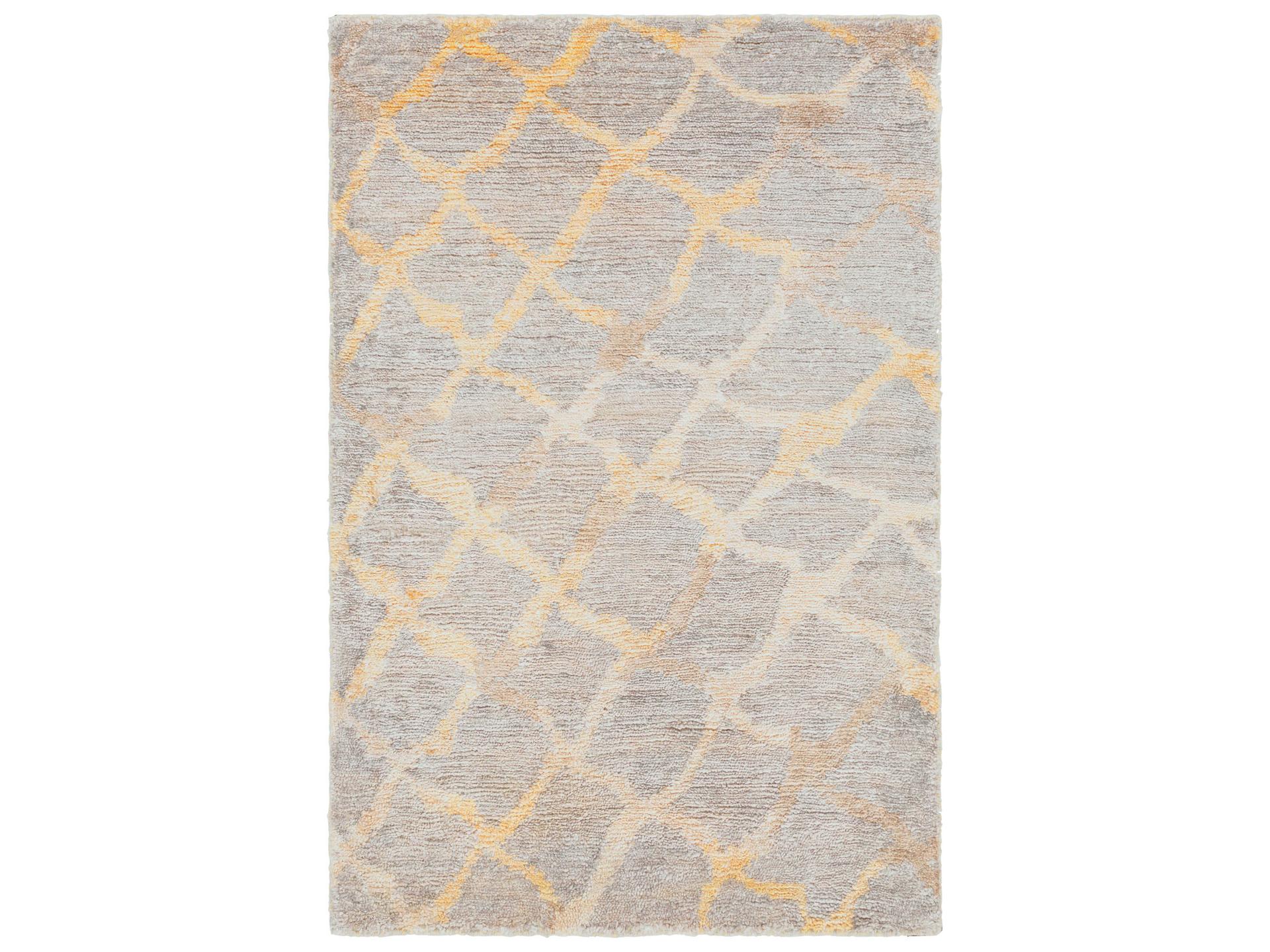 Platinum Hand Knotted Viscose Area Rug in Gray and Beige