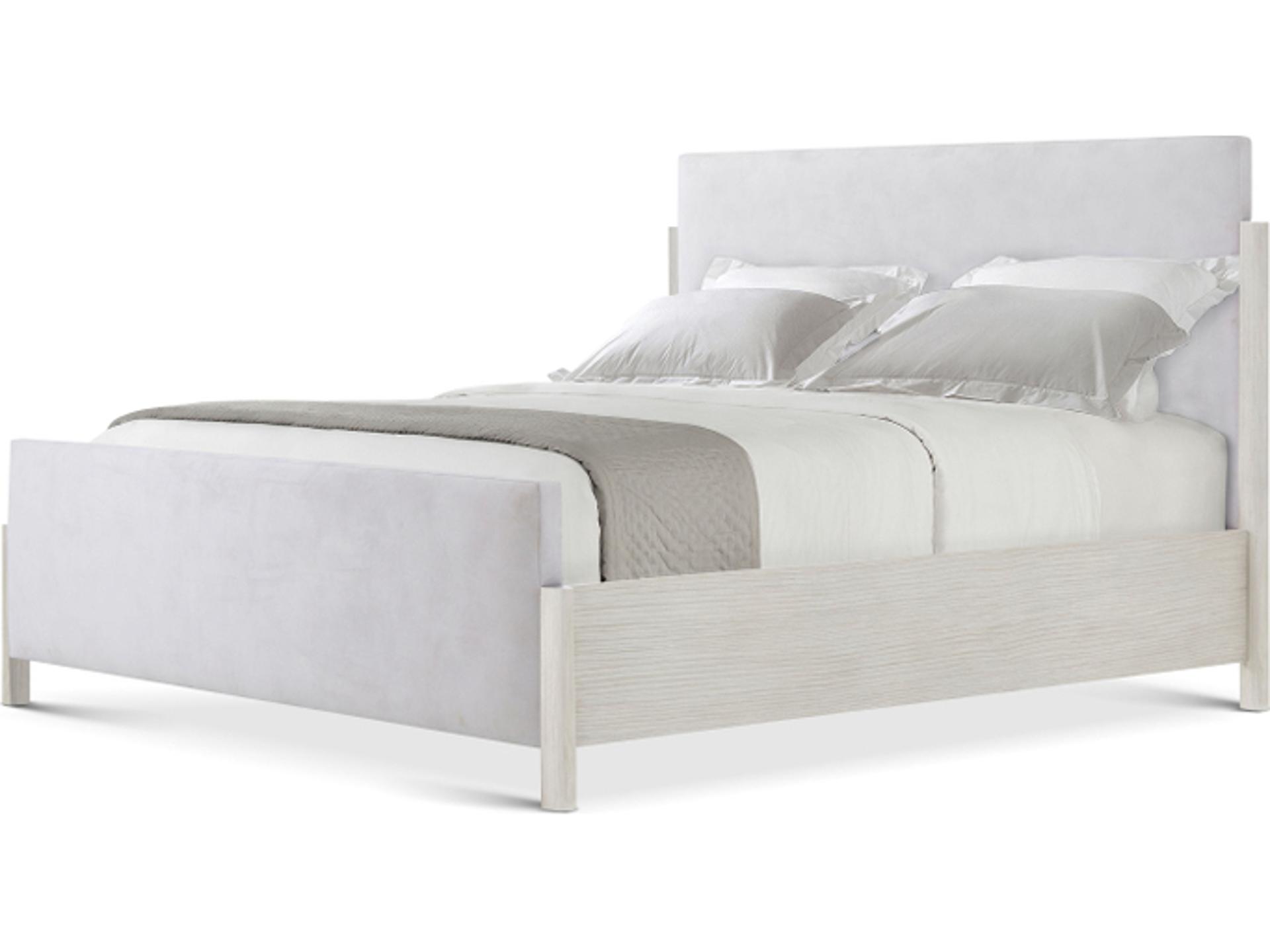 Urbane White Upholstered Queen Panel Bed