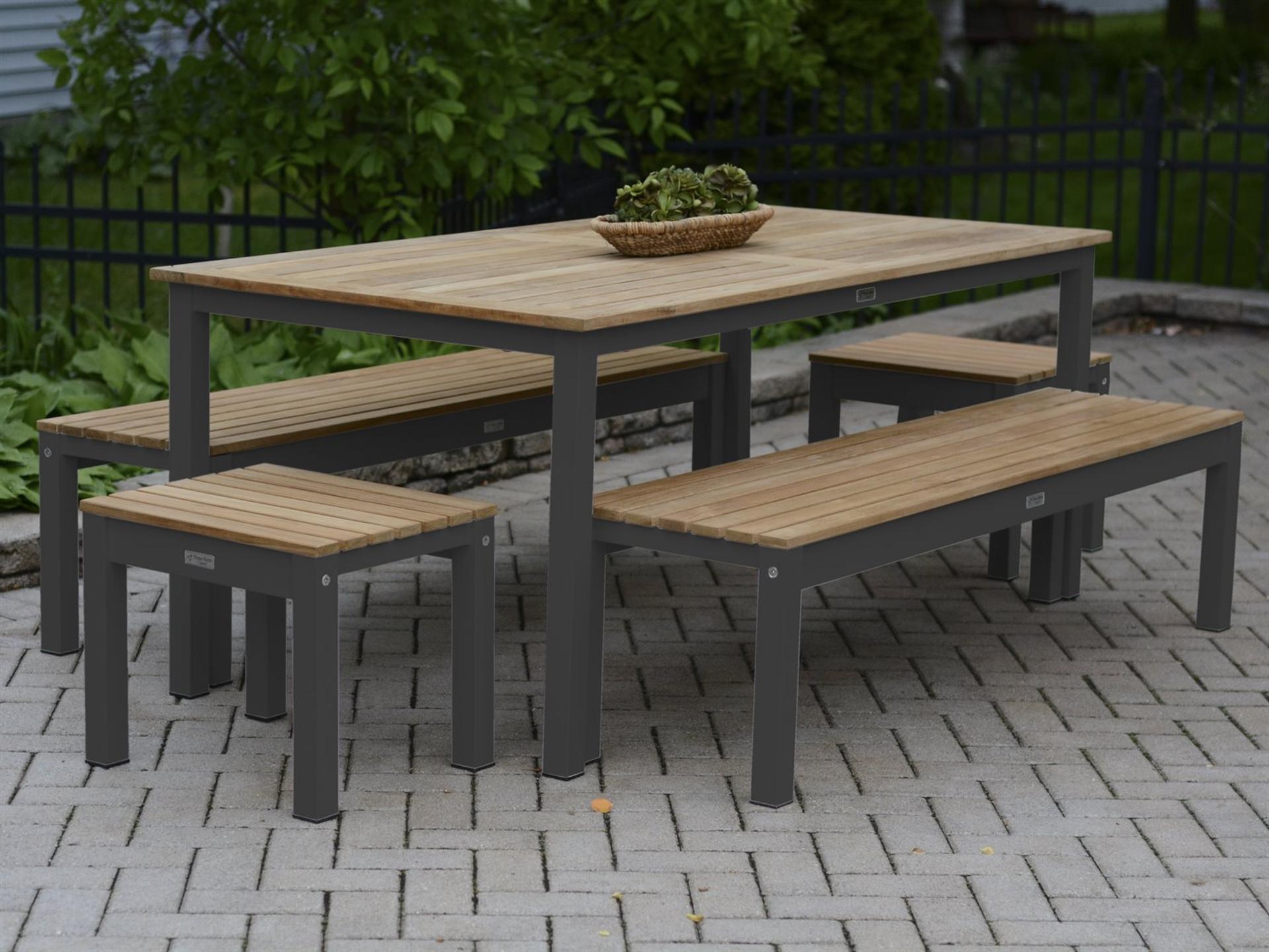 Three Birds Casual SoHo Aluminum Teak Outdoor Patio Dining Set