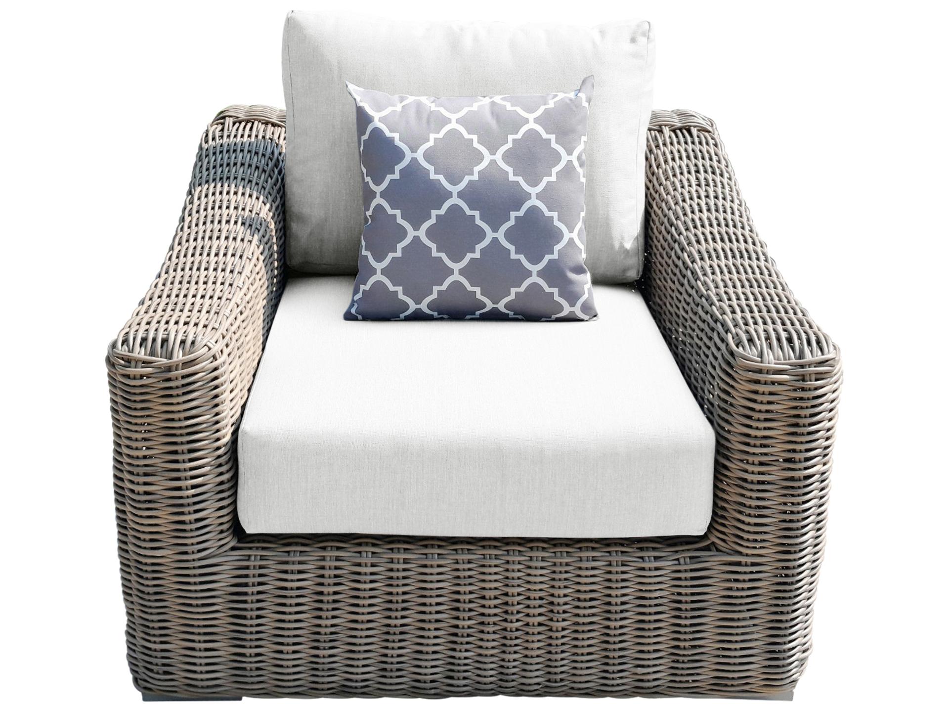 Tulum Outdoor Arm Chair with White Olefin Cushions
