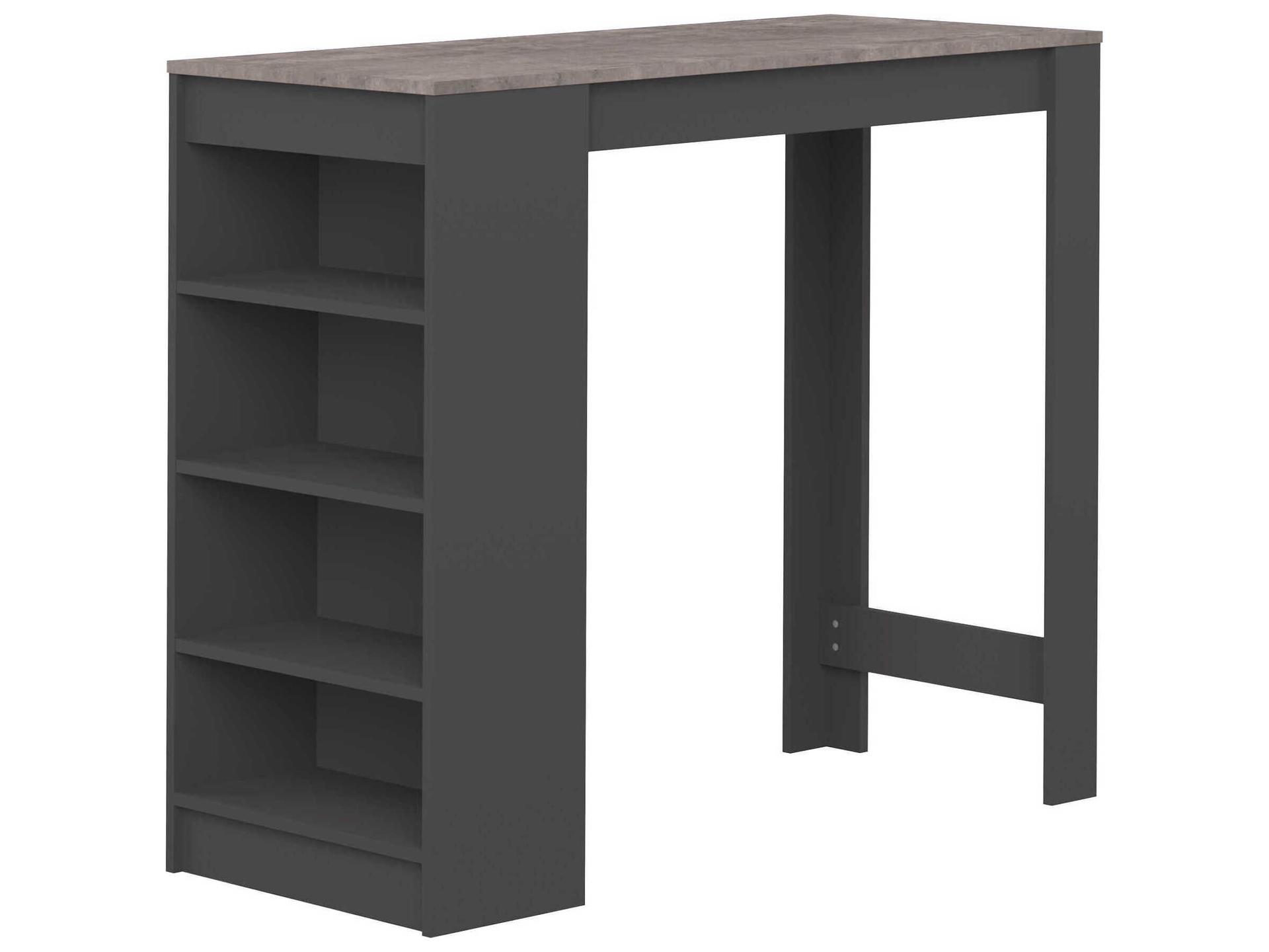 Aravis Melamine Black Concrete Look Rectangular Bar Table