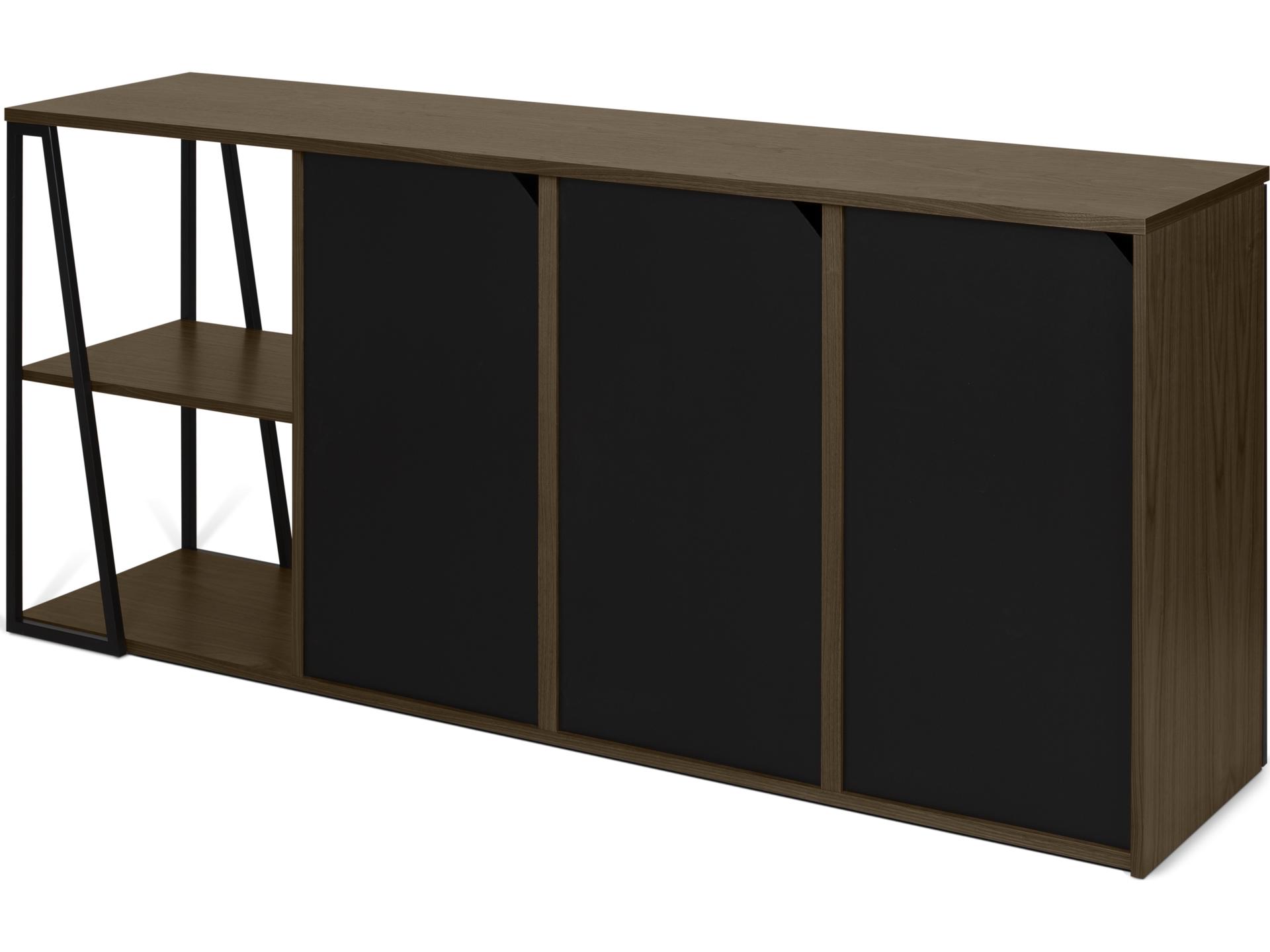 Albi 75" Walnut Wood And Black Steel Sideboard