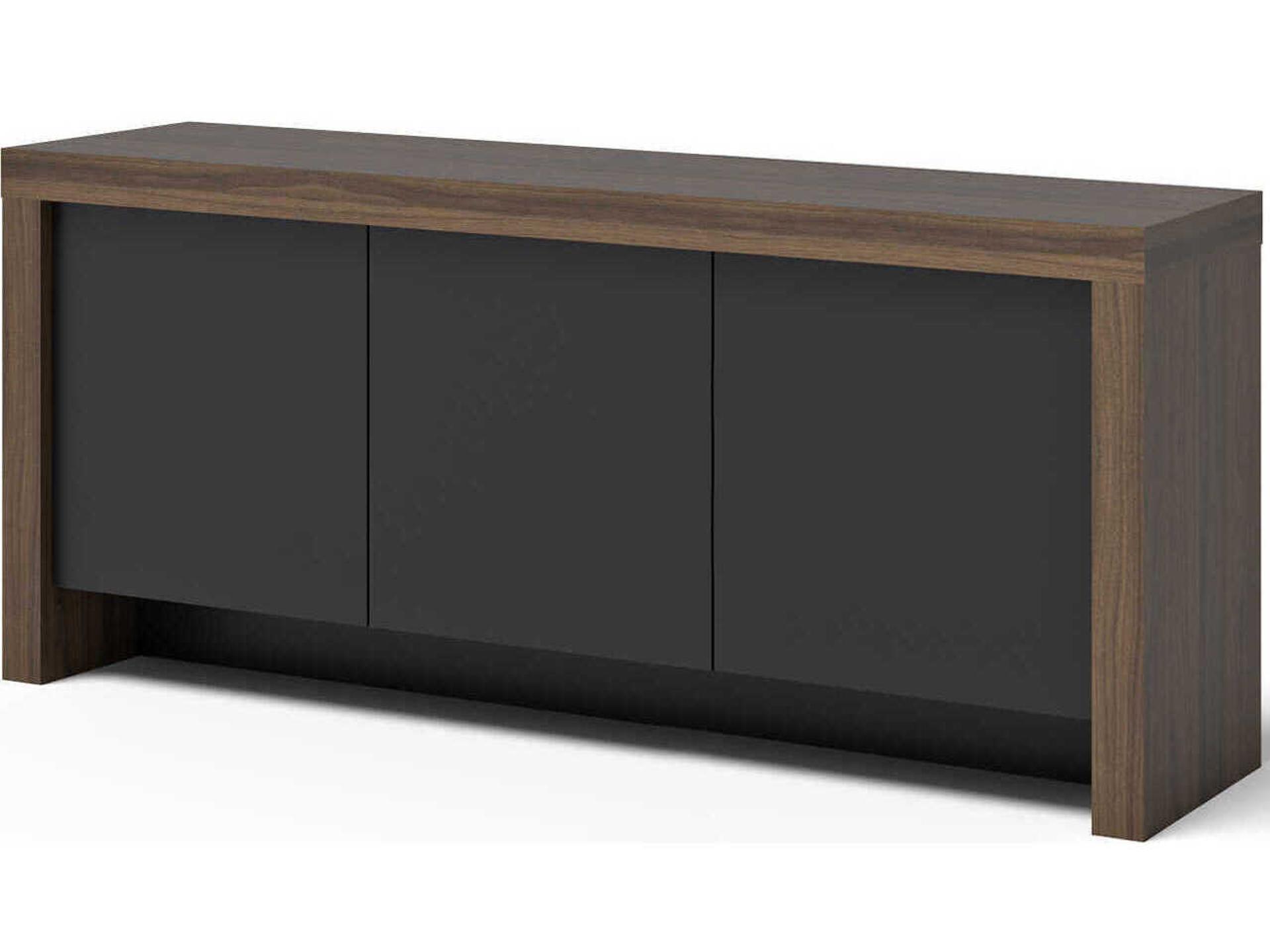Kobe 74" Melamine Walnut & Pure Black Sideboard