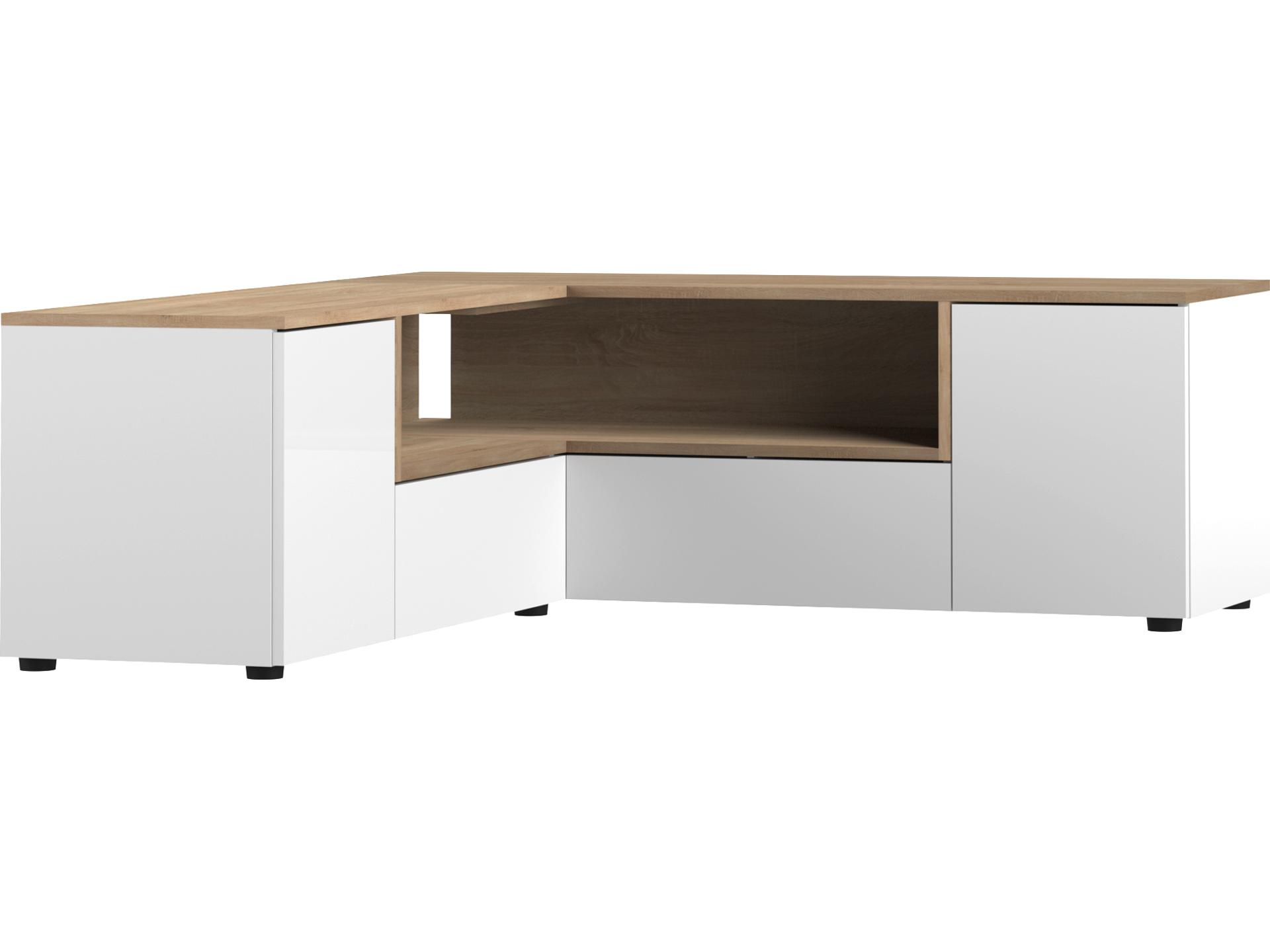 Angle 51" Melamine White & Natural Oak Media Console