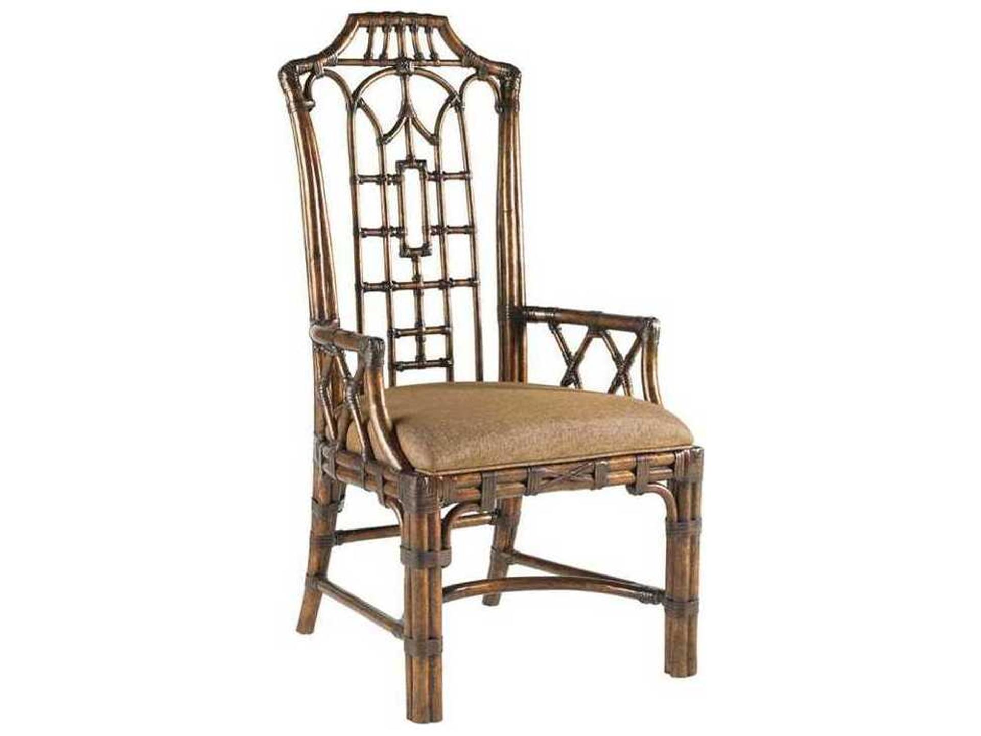 Royal Kahala Pacific Rim Upholstered Dining Armchair in Golden Tortoise Shell