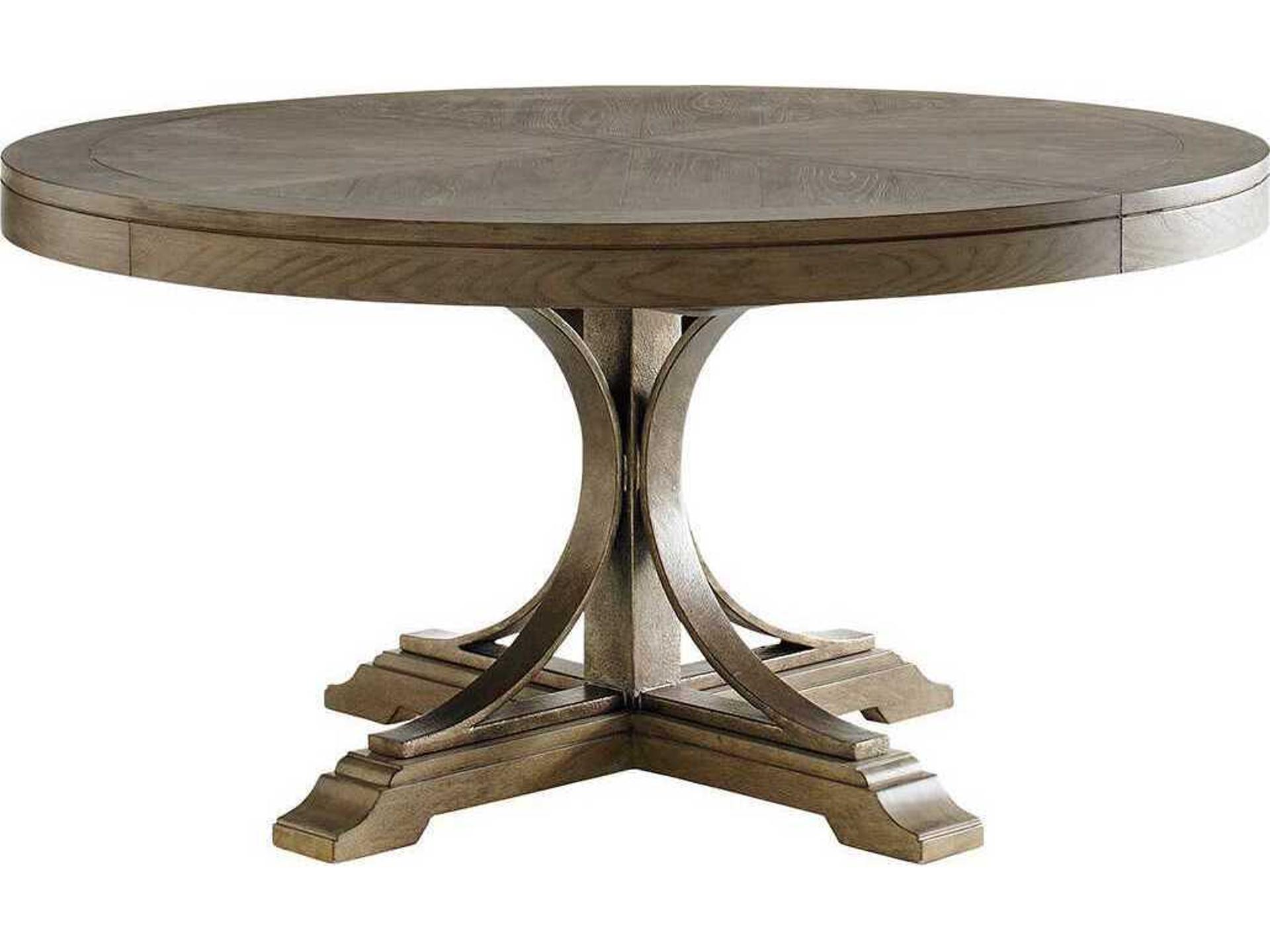 Cypress Point 58-Inch Round to 80-Inch Oval Dining Table in Hatteras Gray