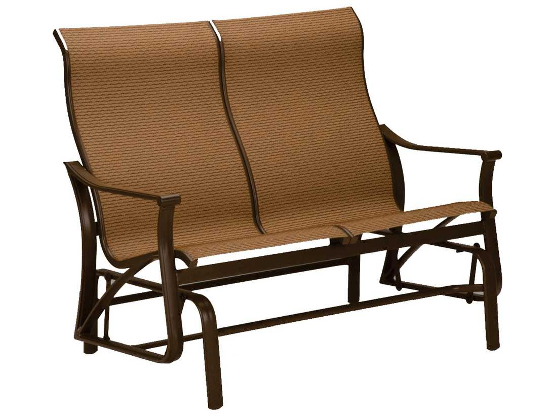 Corsica Sling Gliding Outdoor Loveseat in Powder Coated Aluminum