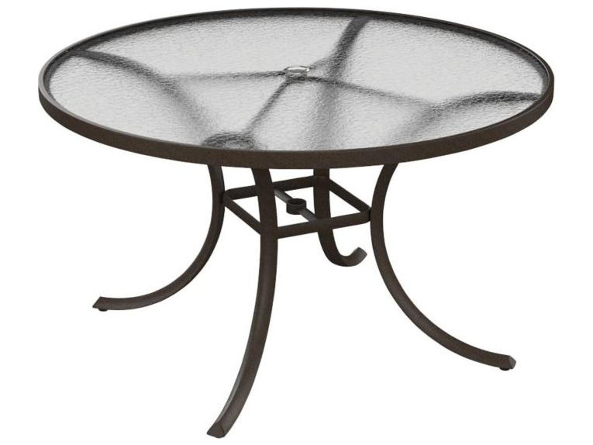 Acrylic Cast Aluminum Round Outdoor Patio Dining Table with Umbrella Hole