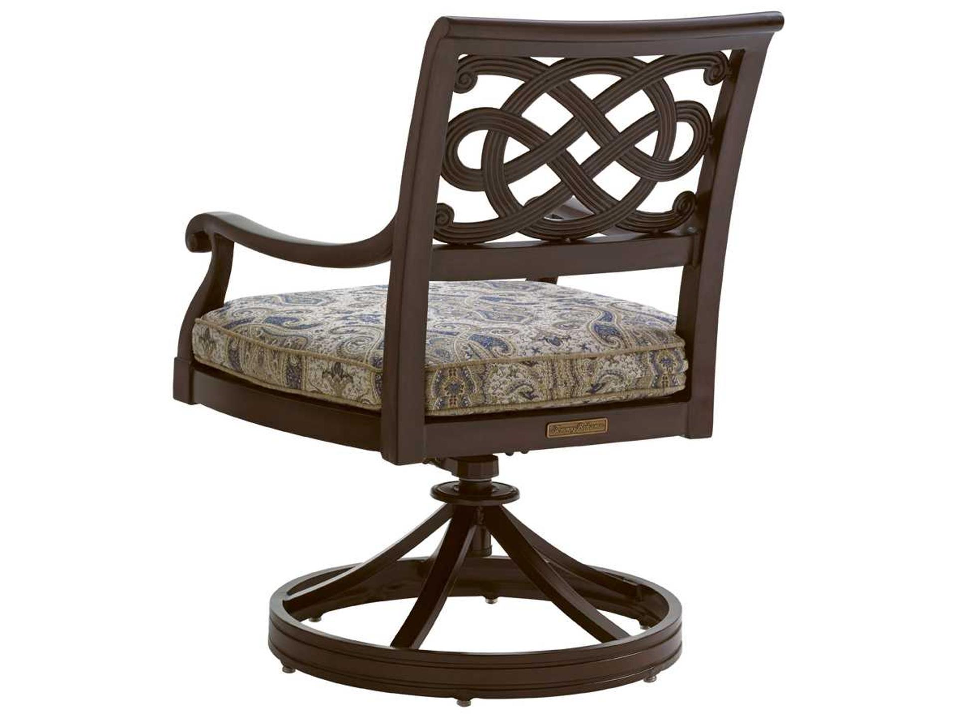 Tommy Bahama Outdoor Black Sands Cast Aluminum Cushion Swivel Rocker Dining Chair