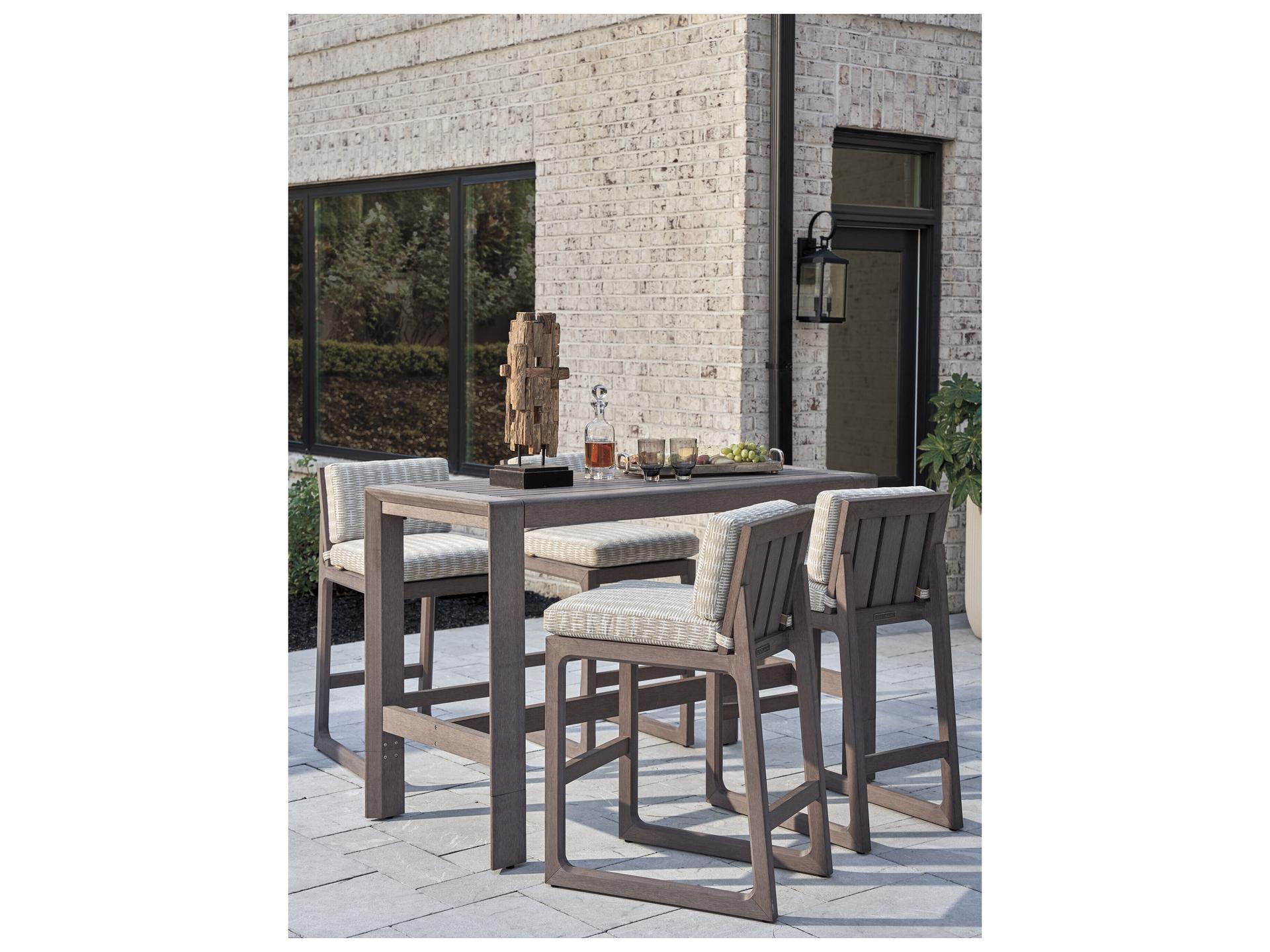 Tommy Bahama Outdoor Mozambique Synthetic Teak Taupe Rectangular Bistro Table