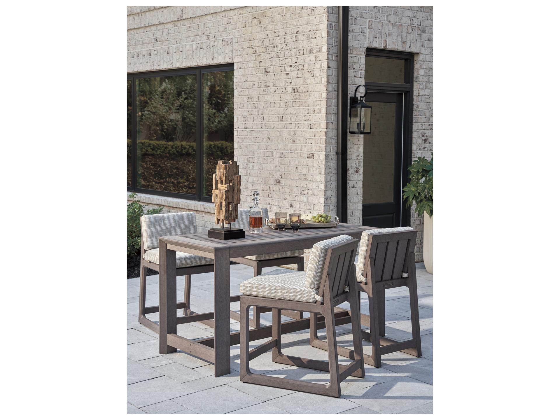 Tommy Bahama Outdoor Mozambique Synthetic Teak Taupe Rectangular Bistro Table