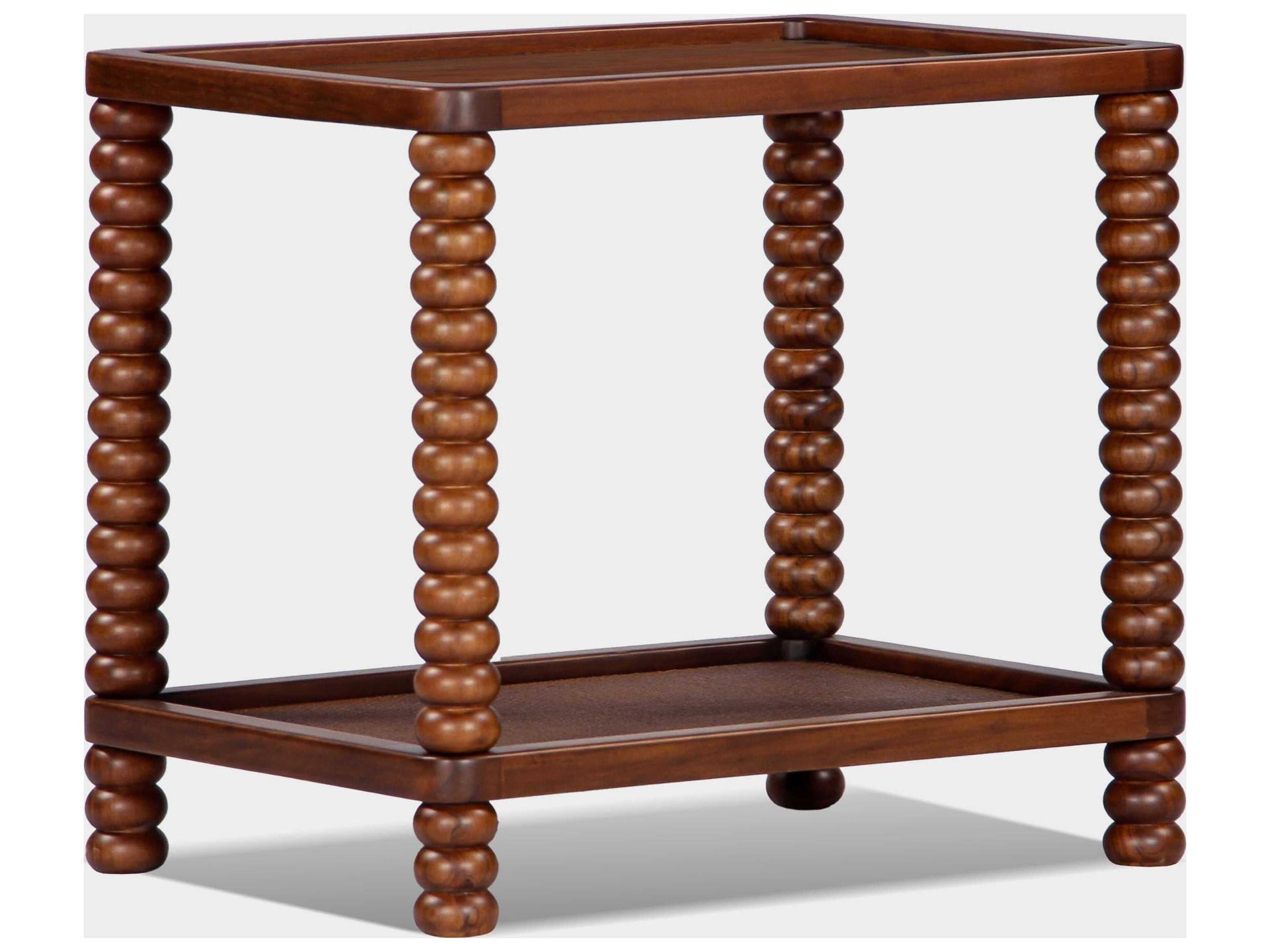 Twist Rectangle End Table Acacia and Cane Mellow Bourbon