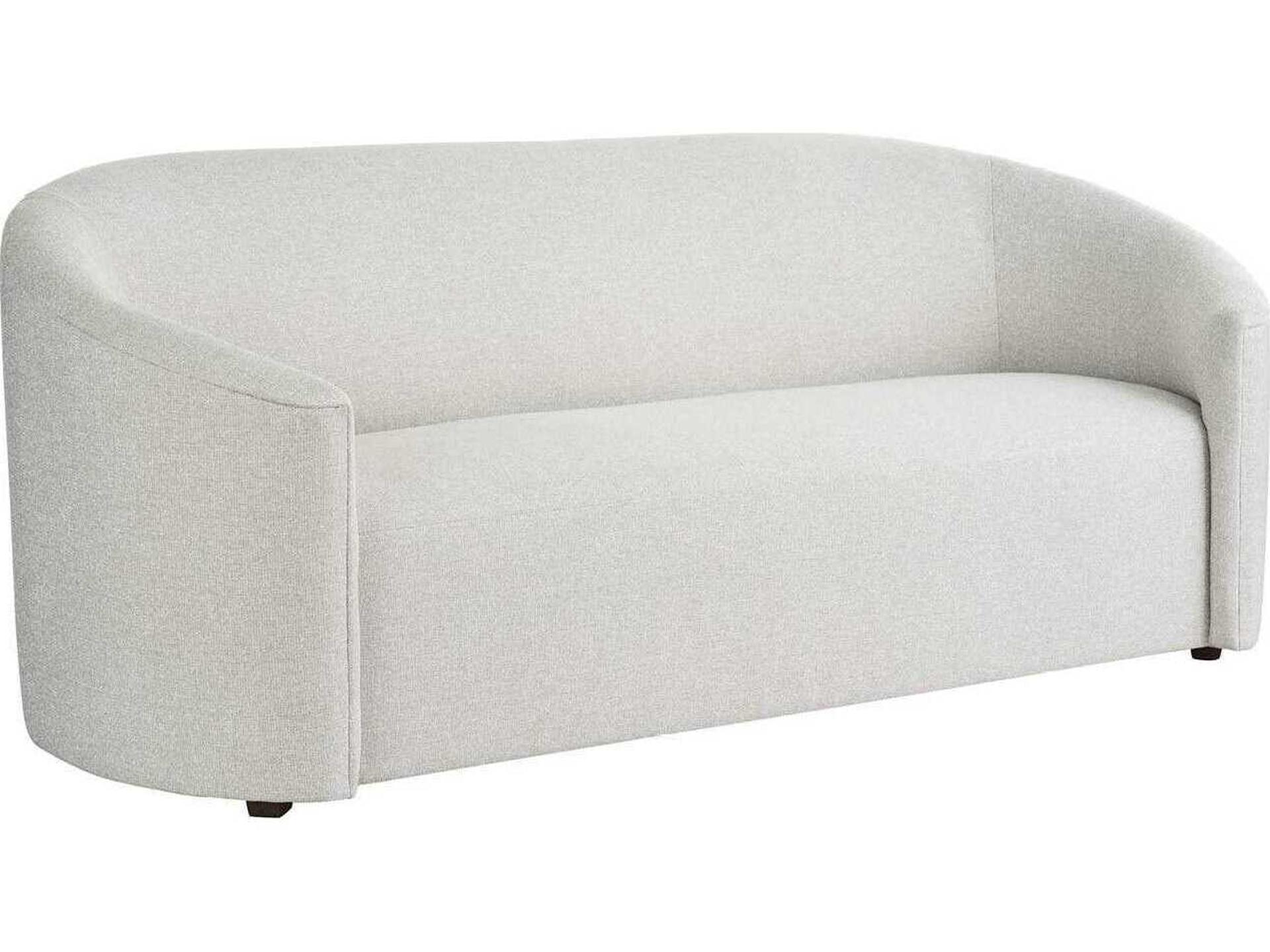 Serenity 3-Seat Fabric Sofa in Heath Platinum with Curved Arms