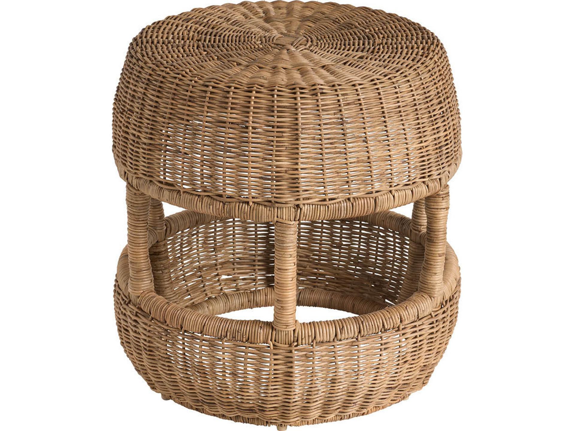 Coastal Living by Universal Oasis Round Accent Stool in Woven Slimit Brown
