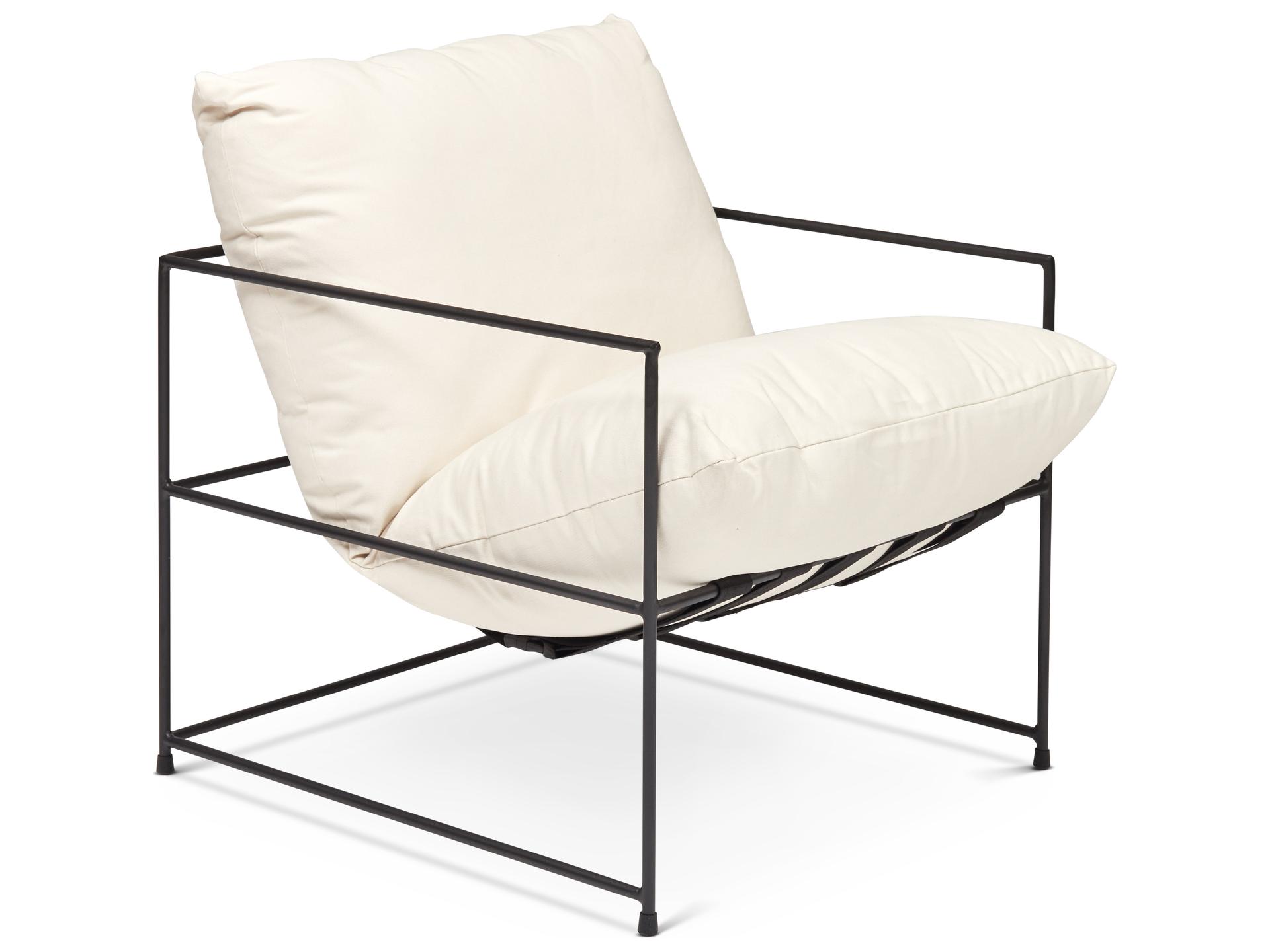 Trent Upholstered Accent Chair in Washed White Cotton Blend